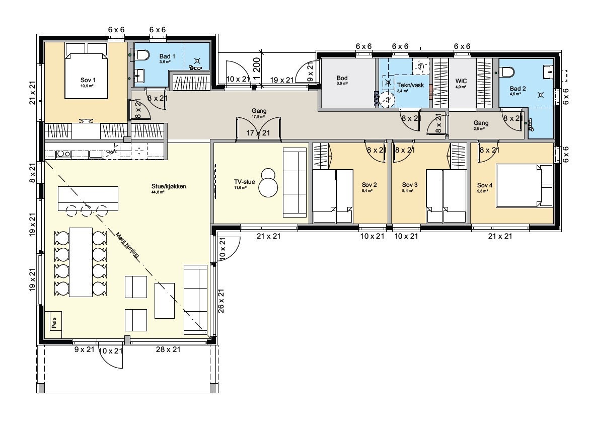 Planskisse Sjemmedalhytta vinkel 140 Galleribilde