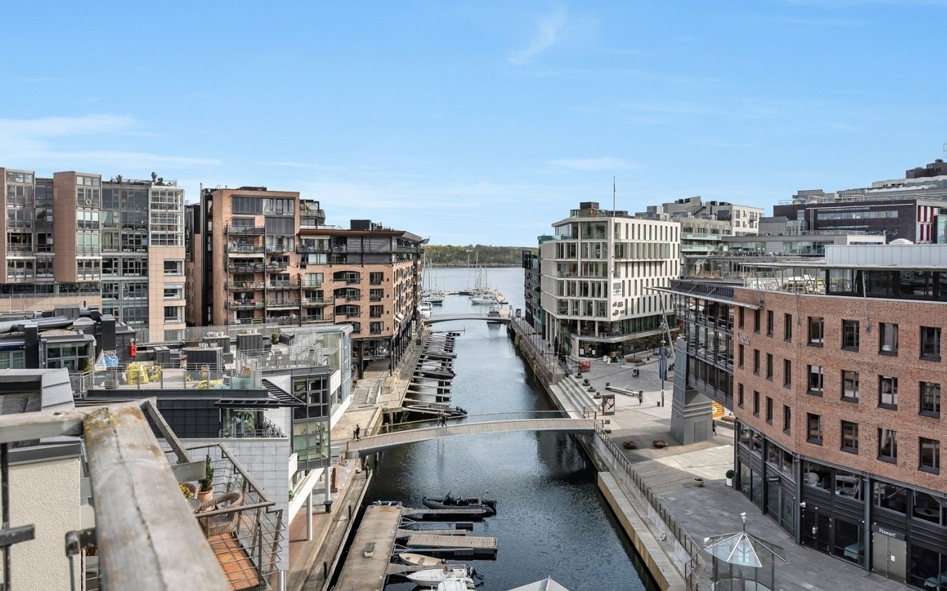 Utsikt fra felles takterrasse i 7. etasje. Galleribilde