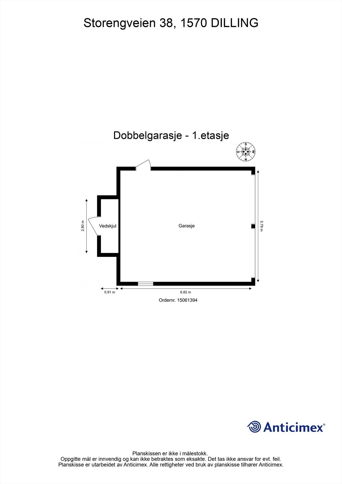 Veiledende skisse av dobbelgarasje. Galleribilde