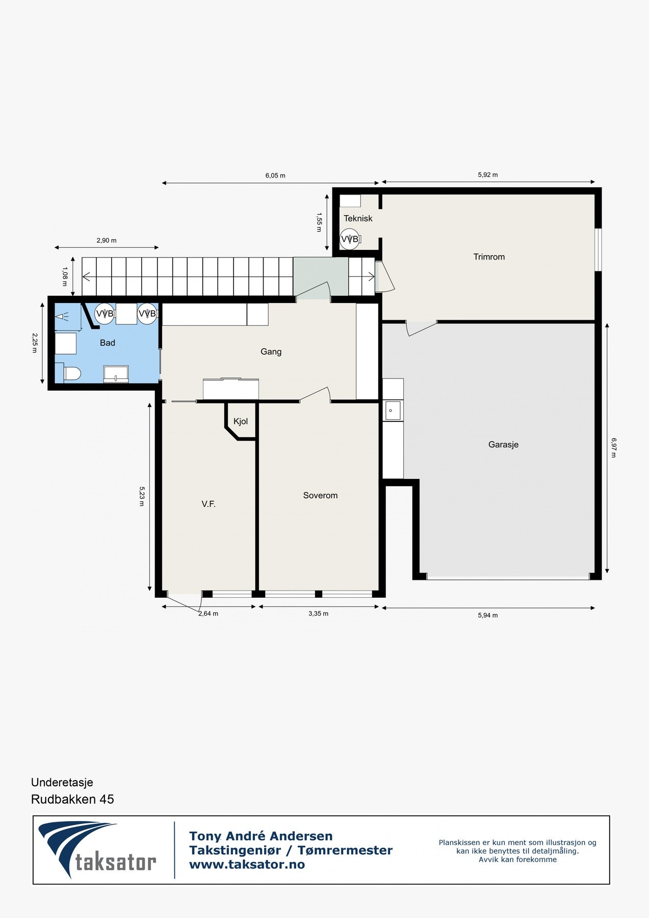 Plantegning av del av underetasjen Galleribilde