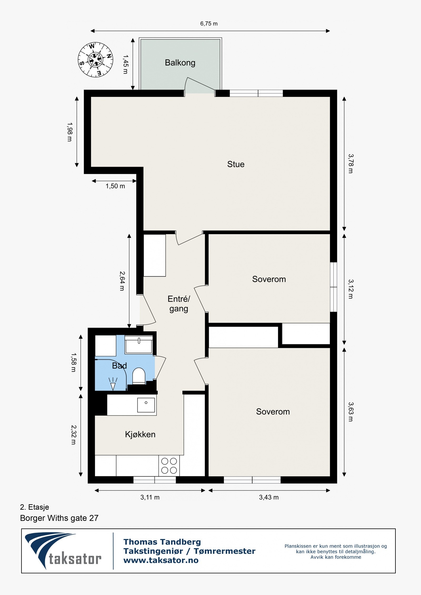 Målsatt plantegning. Galleribilde