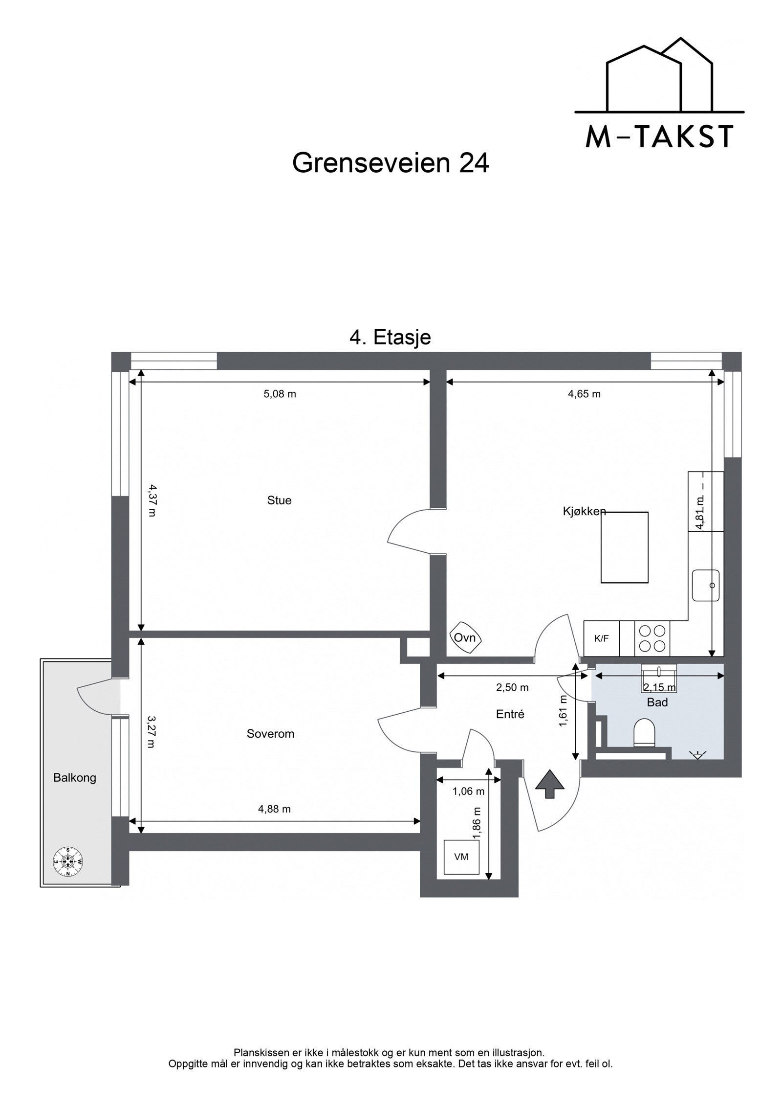 Planskisse - Grenseveien 24 - 4. Etasje Galleribilde