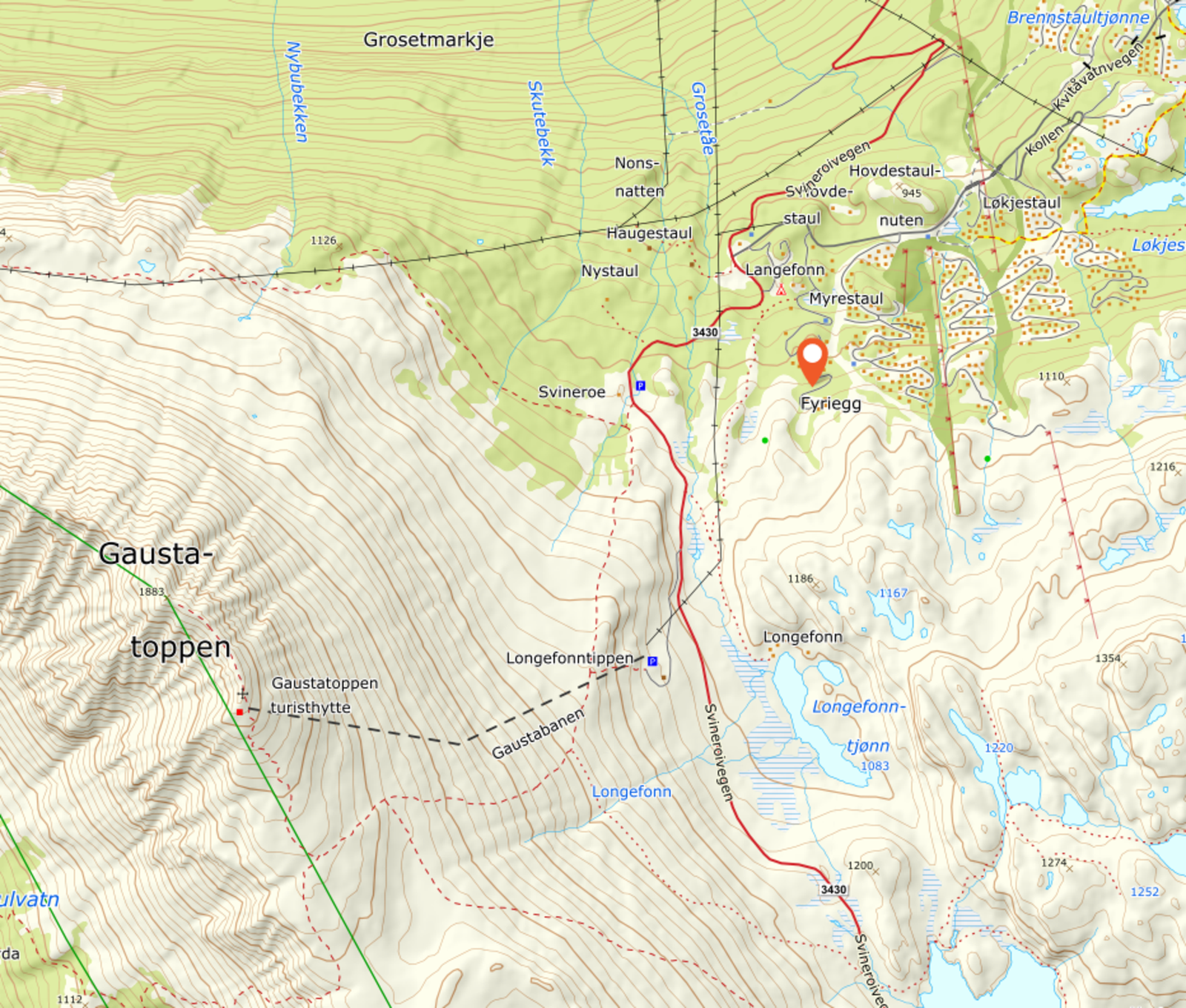 Tomtens plassering, fra Norgeskart Galleribilde