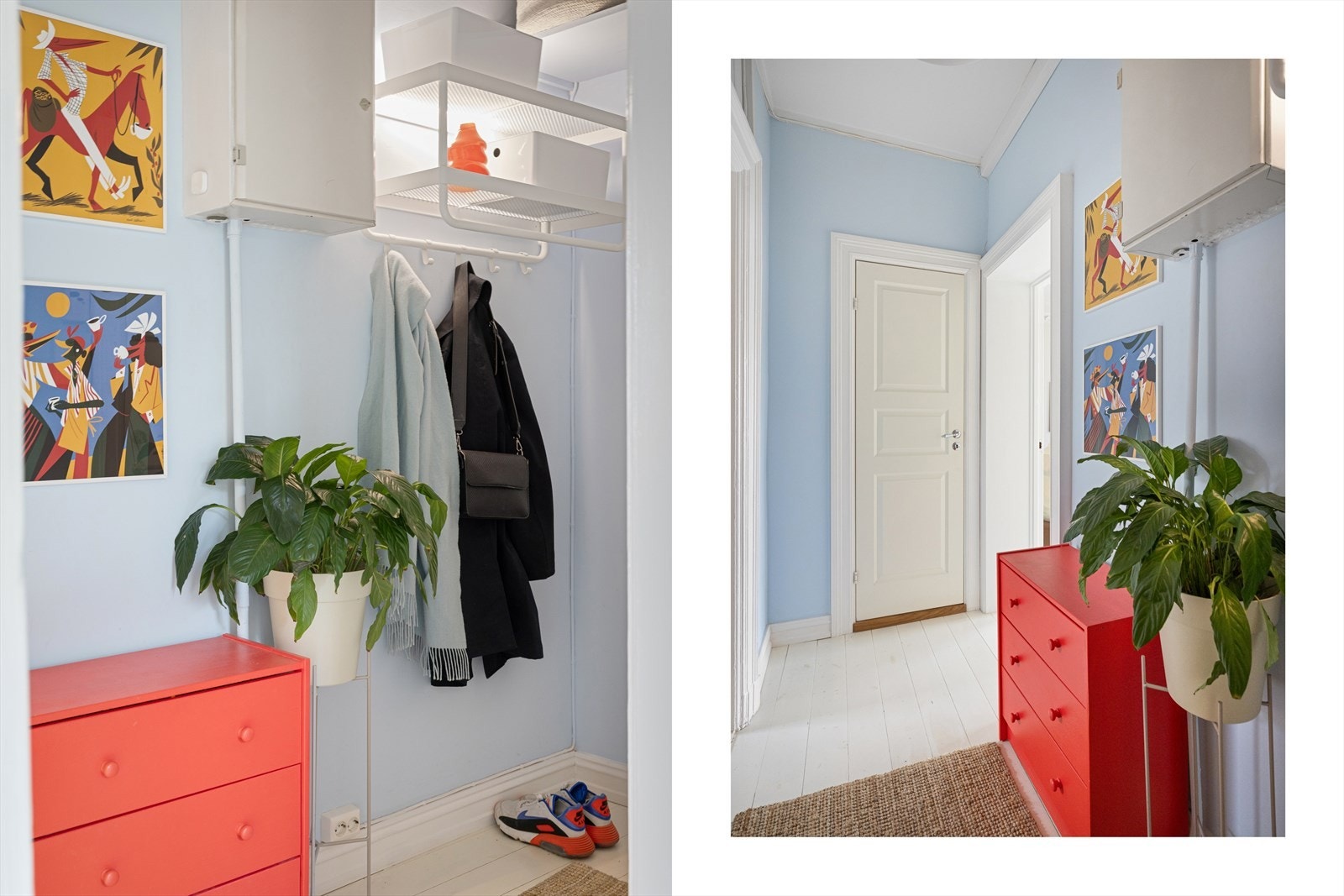 I gangen er det plass til knagger og skohylle for oppbevaring av yttertøy. Galleribilde