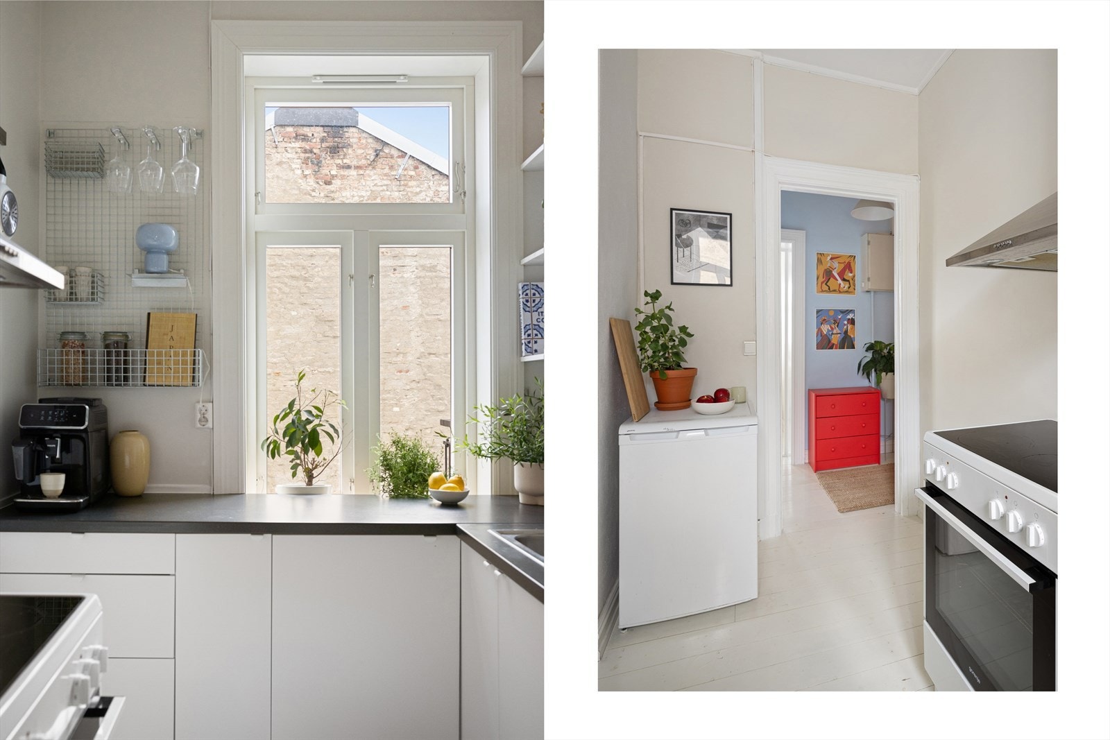 Det er godt med lagringsplass i benkeskap, skuffer og vegghengte hyller. Galleribilde