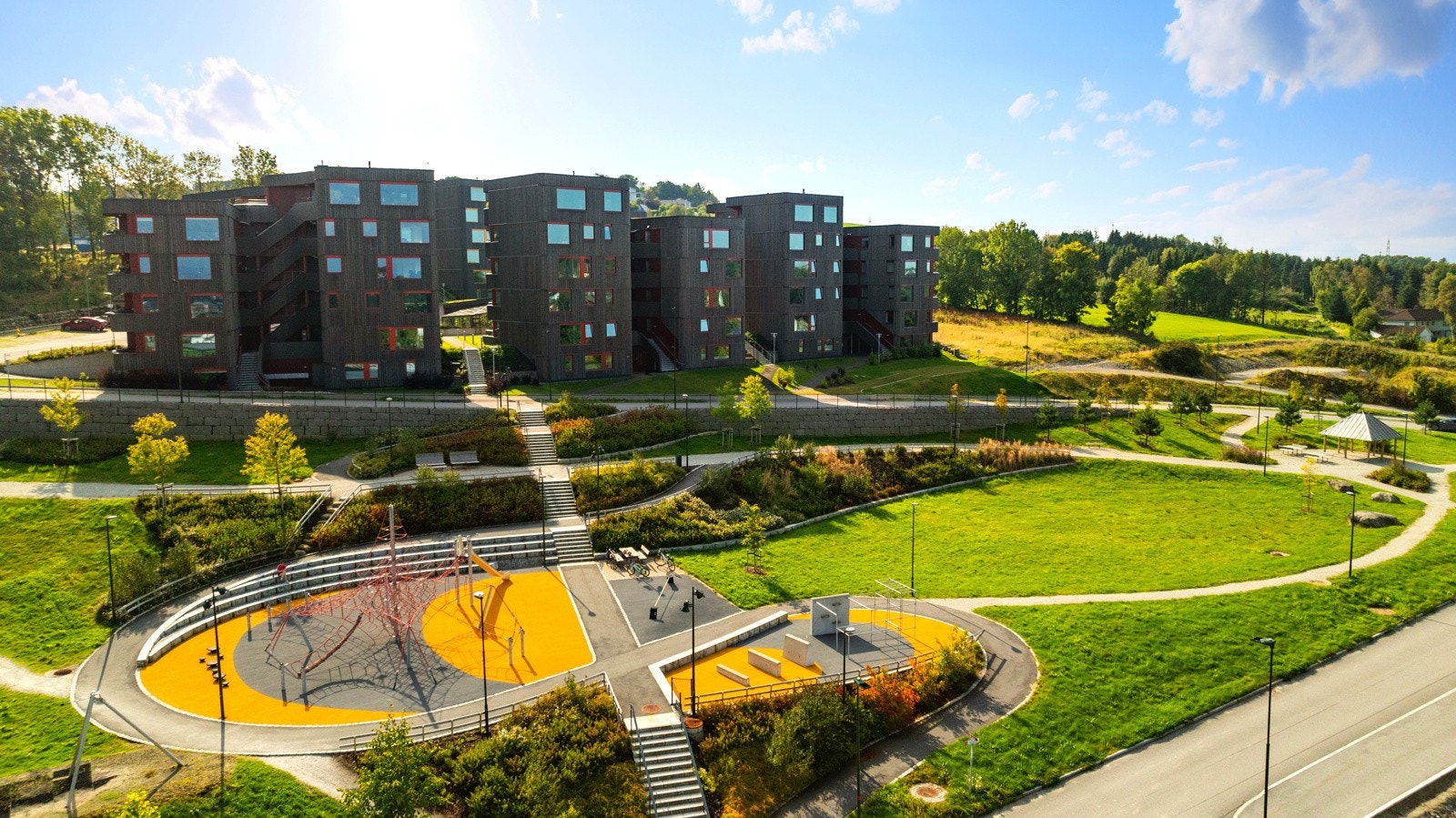 Prosjektet Husene i Skogen er arkitekttegnet av Helen & Hard. Galleribilde