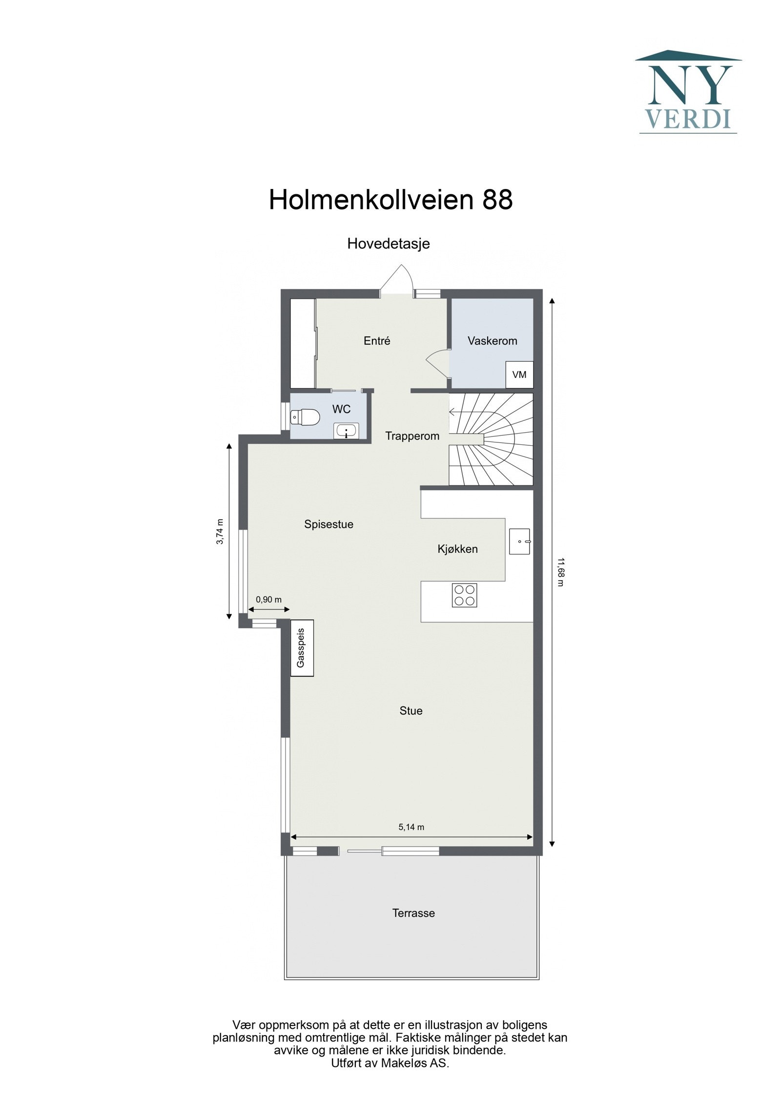 Plantegning hovedetasje. Galleribilde