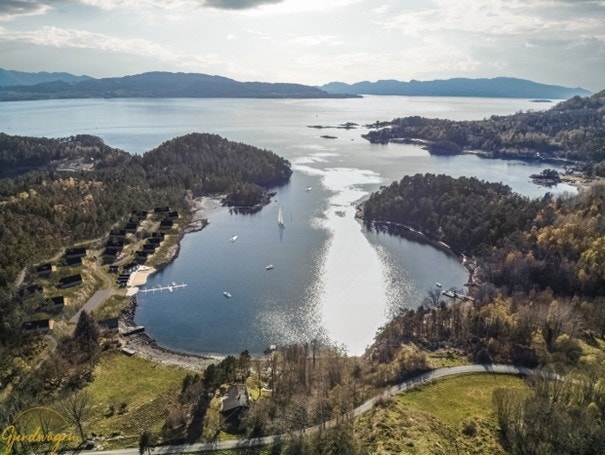 Drone fra øst med 3d hytter Galleribilde