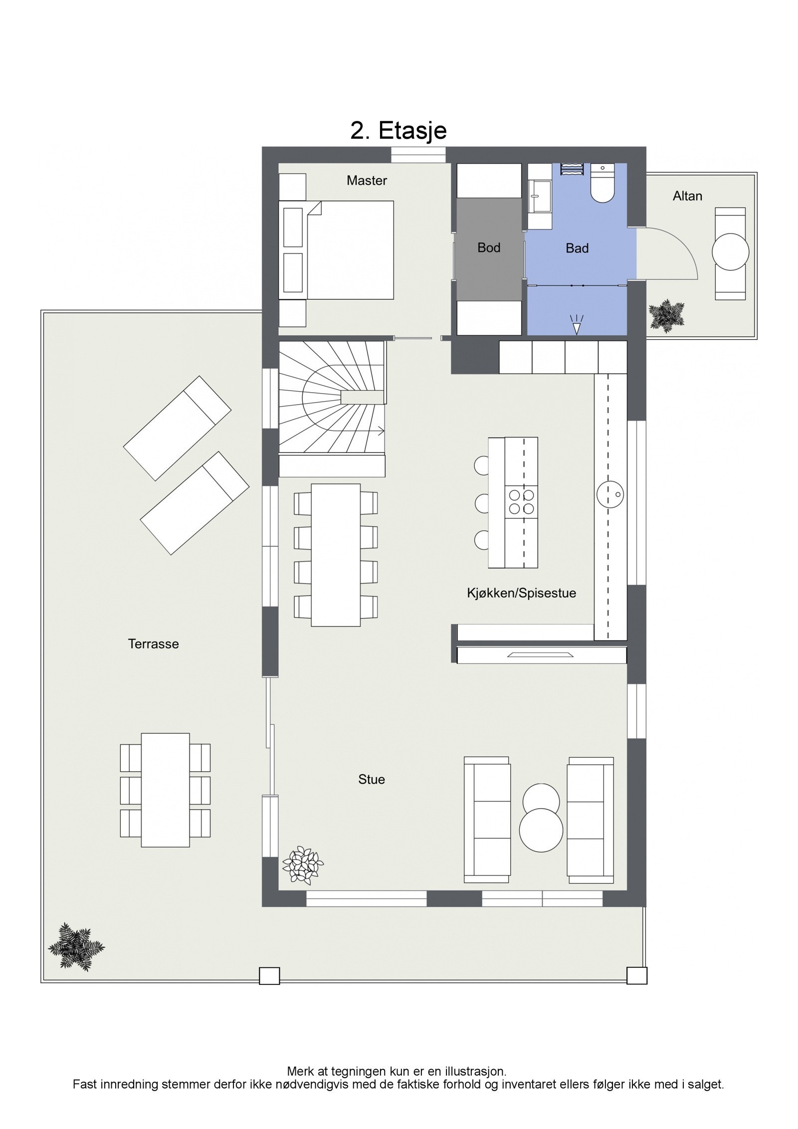 Gjør deg kjent med planløsningen i 2.etasje Galleribilde