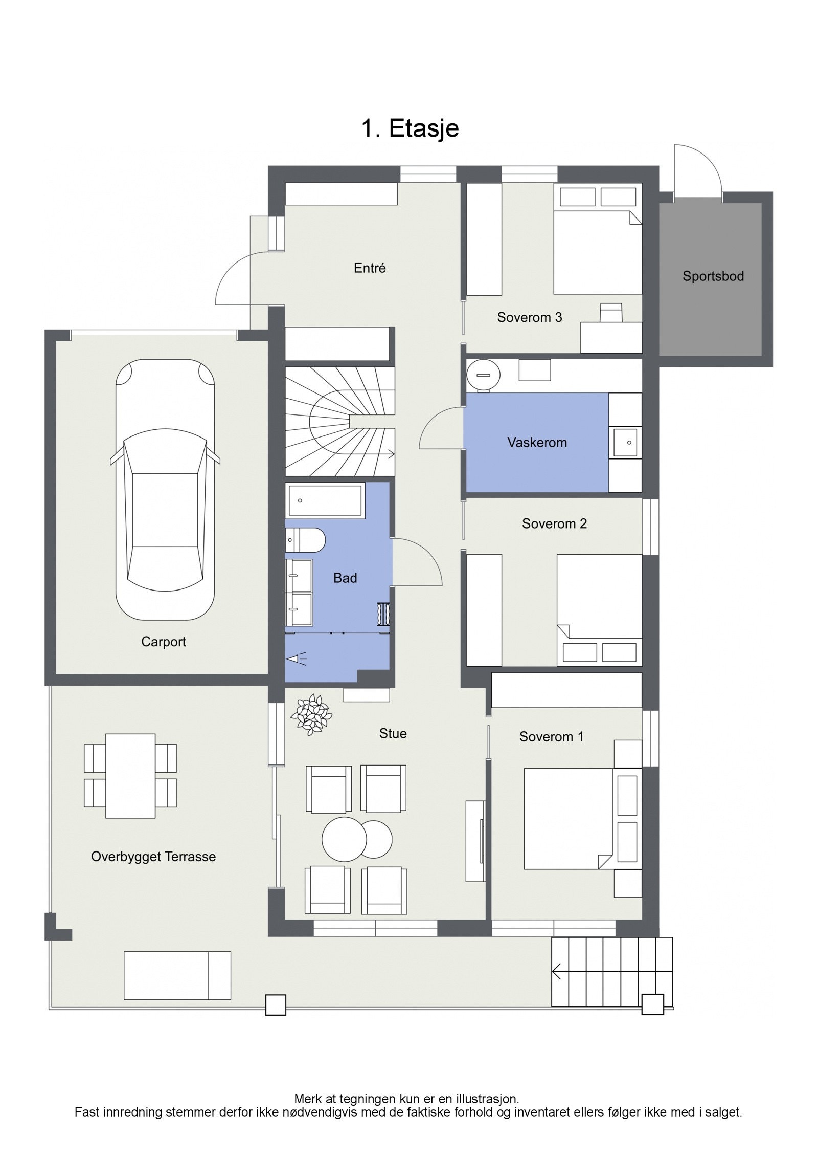 Gjør deg kjent med planløsningen i 1.etasje Galleribilde