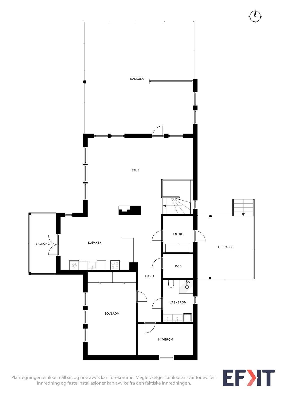 Plantegning hovedetasje. Galleribilde