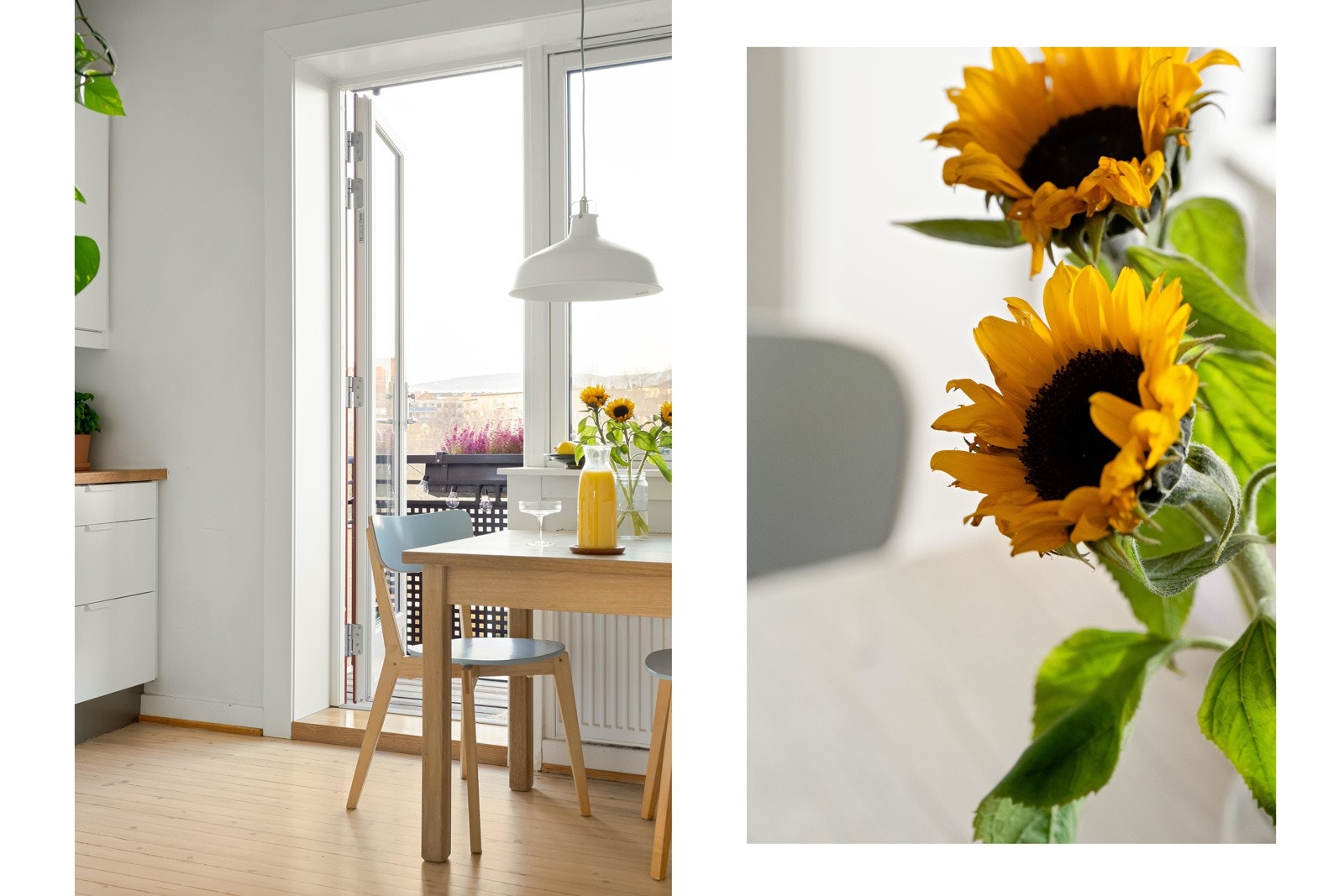 Det er nydelig lysinnslipp fra store vindusflater og balkongdør her inne. Galleribilde