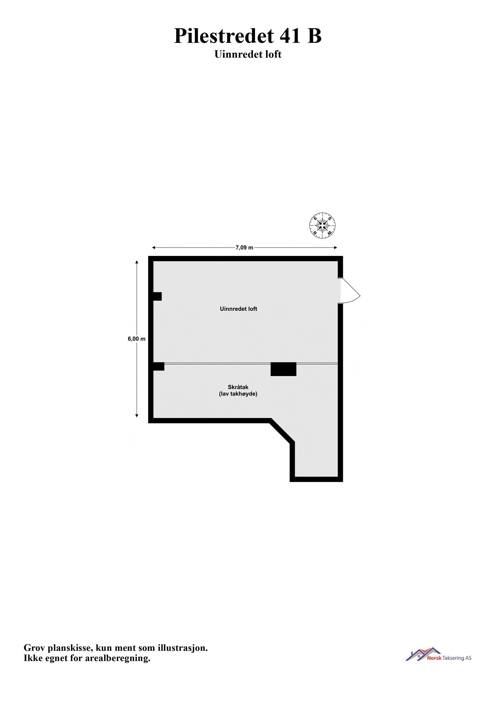 Planskisse uinnredet loft (ca. 31 m² / ca. 45 m² gulvareal) Galleribilde