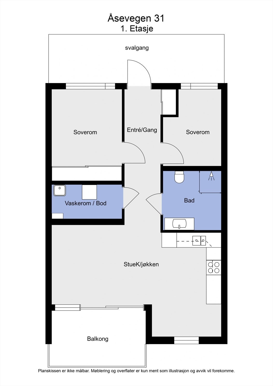 3 D plantegning 1. etasje Galleribilde