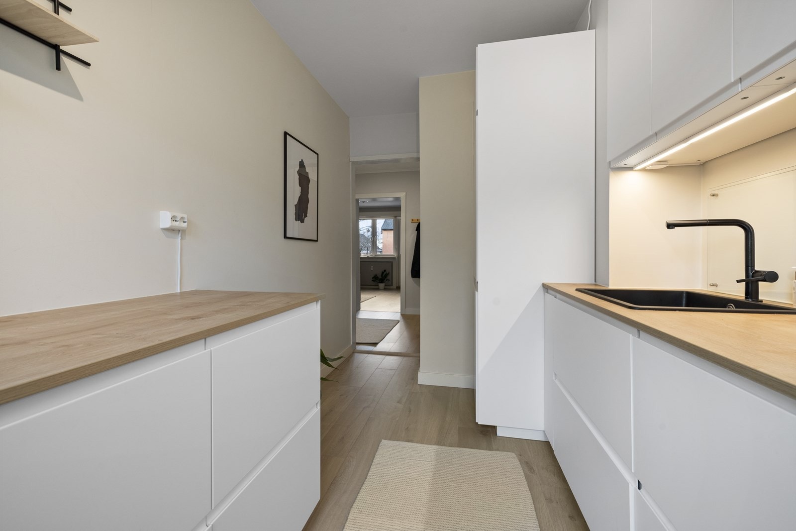 Leiligheten har en god, gjennomgående planløsning Galleribilde