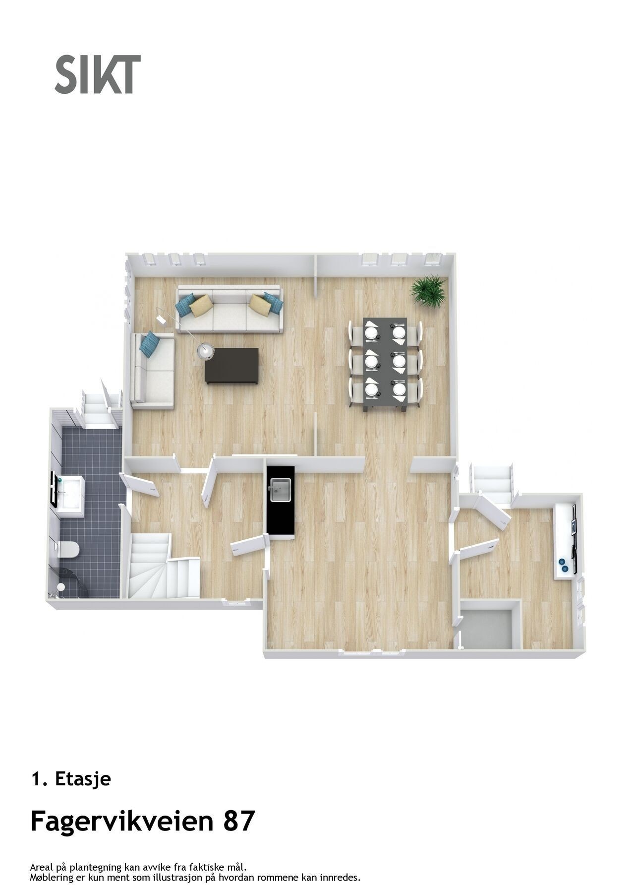 Fagervikveien 87 - 3D hovedplan Galleribilde