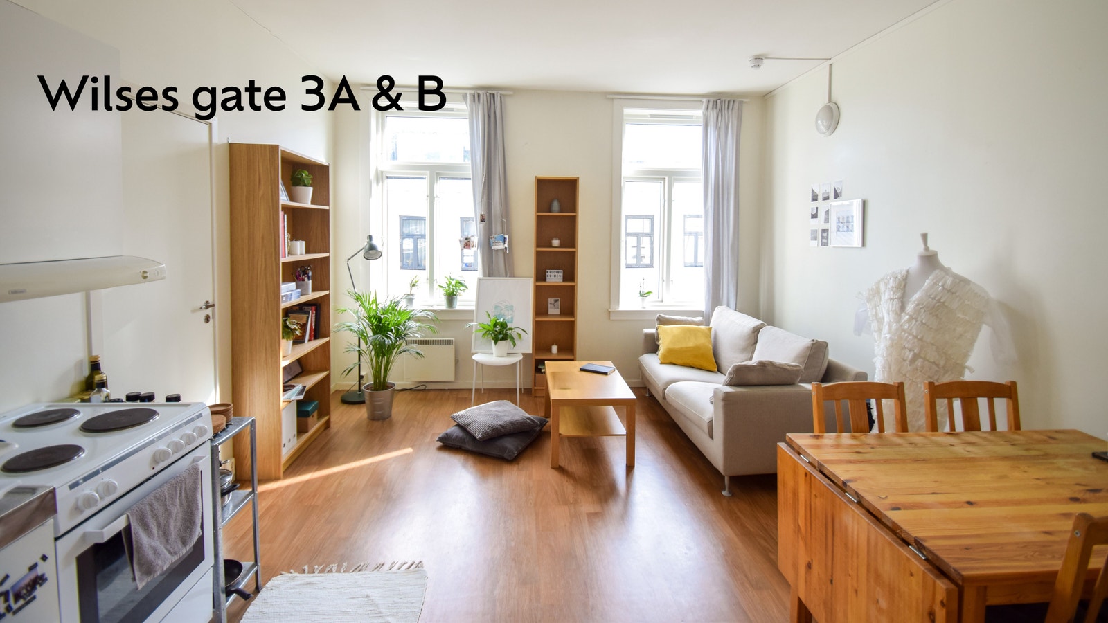 I en idyllisk sidegate på Fredensborg finner du Wilsesgate 3 A og B. Generøs takhøyde og koselig stemning. Ser ikke ut som en studentbolig. Galleribilde