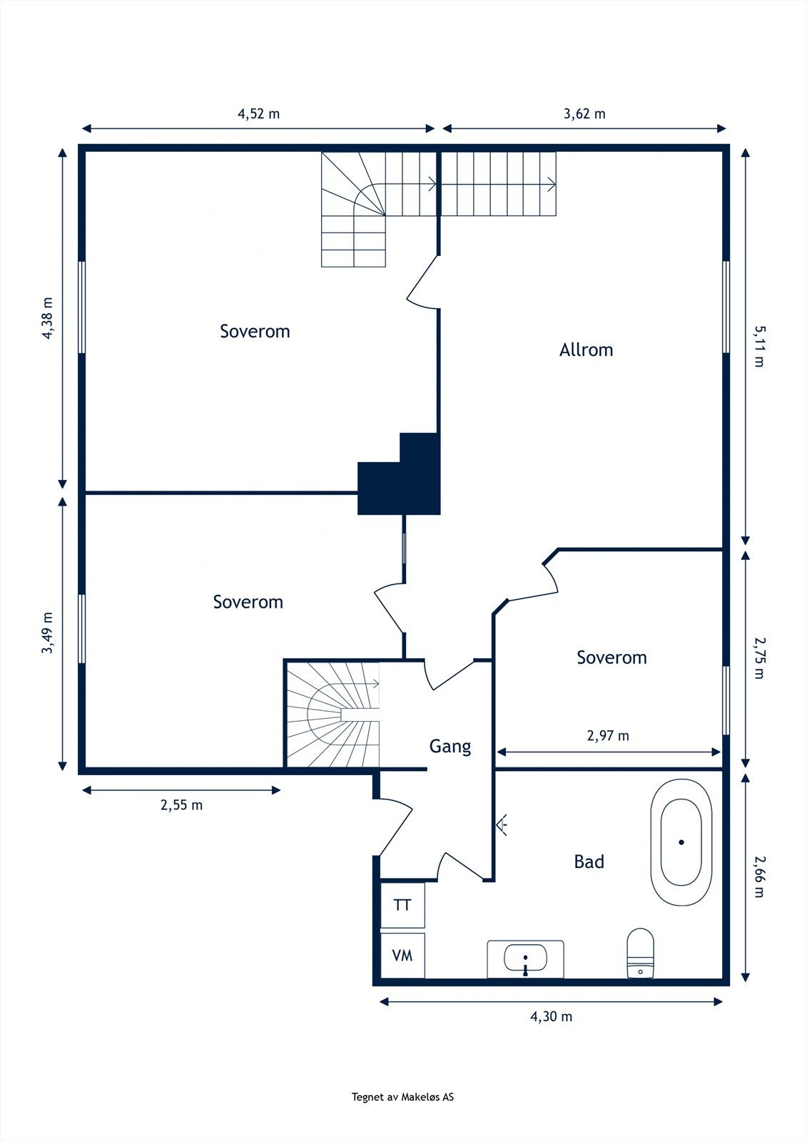 Plantegning loftsetasje. Galleribilde