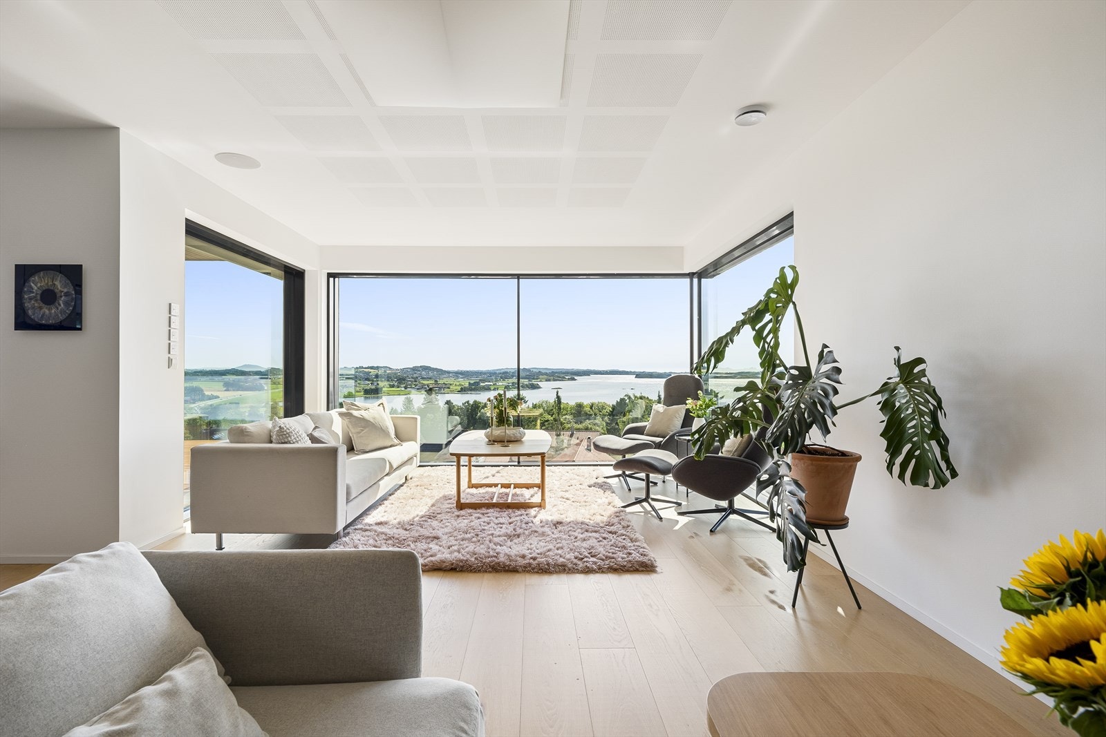 Store vindusflater bidrar også til mye naturlig lys Galleribilde