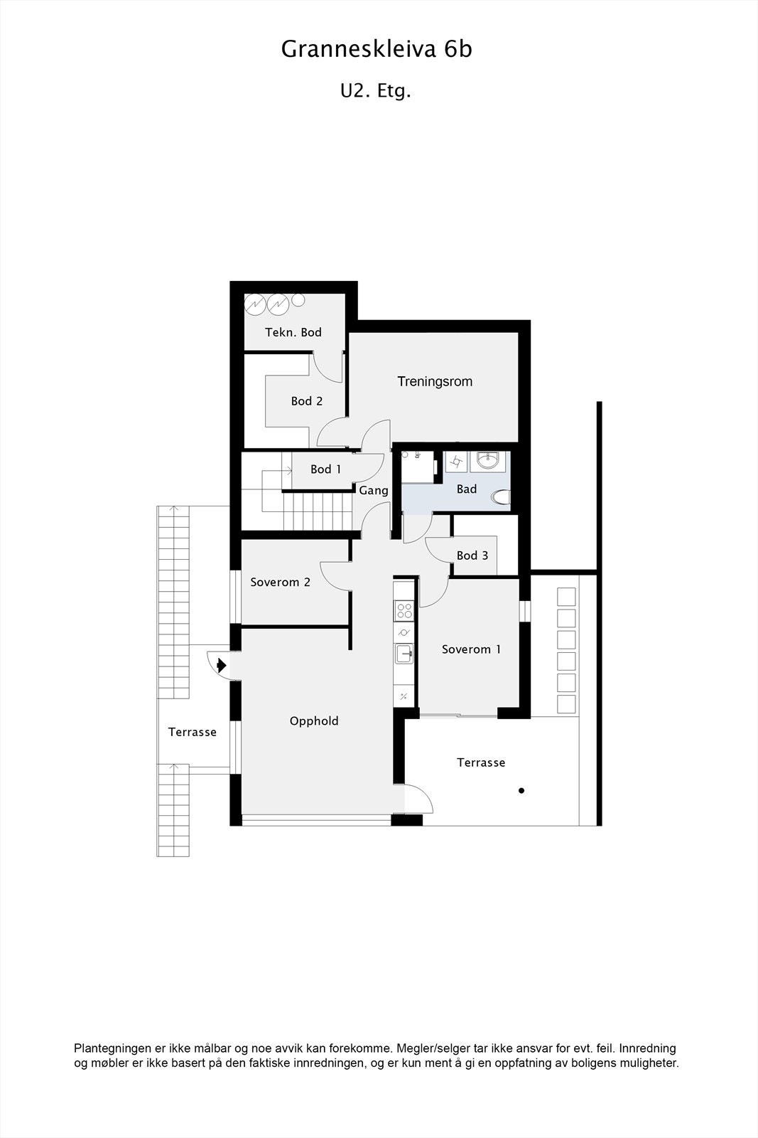 Tegning Granneskleiva 6b, Nederste etasje Galleribilde