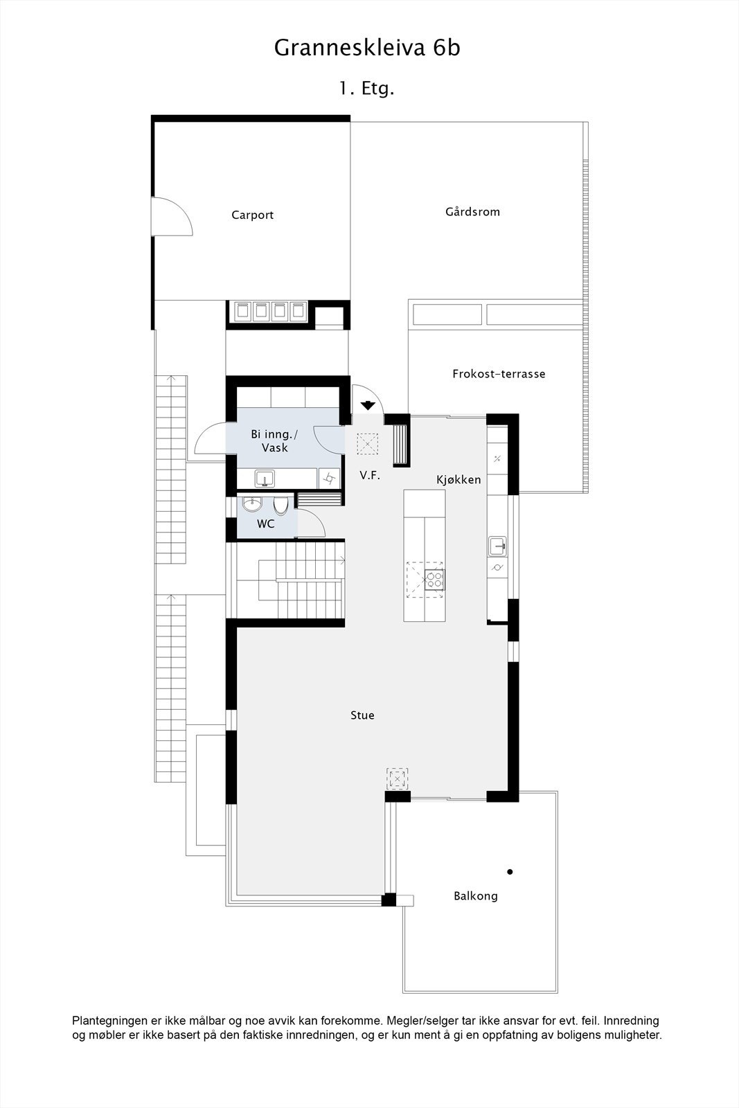 Tegning Granneskleiva 6b, Øverste etasje Galleribilde