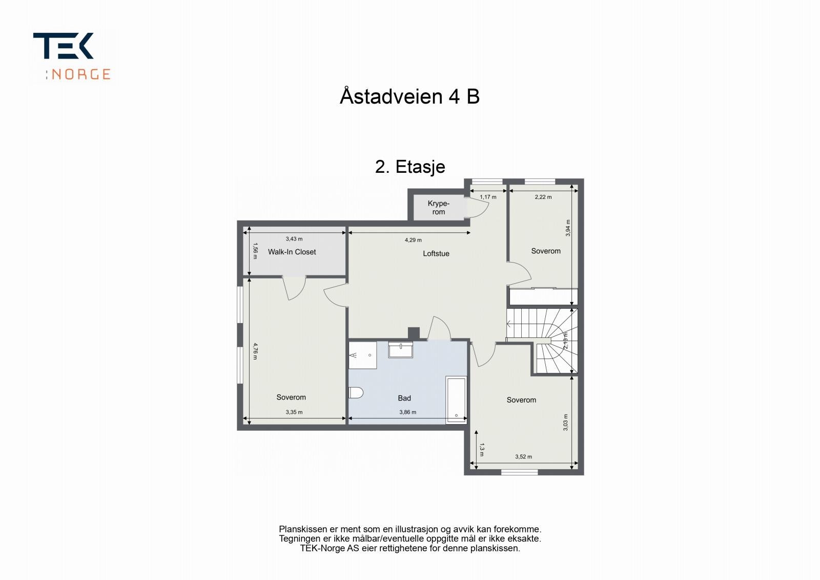 Plantegning Åstadveien 4B, 2. etasje Galleribilde