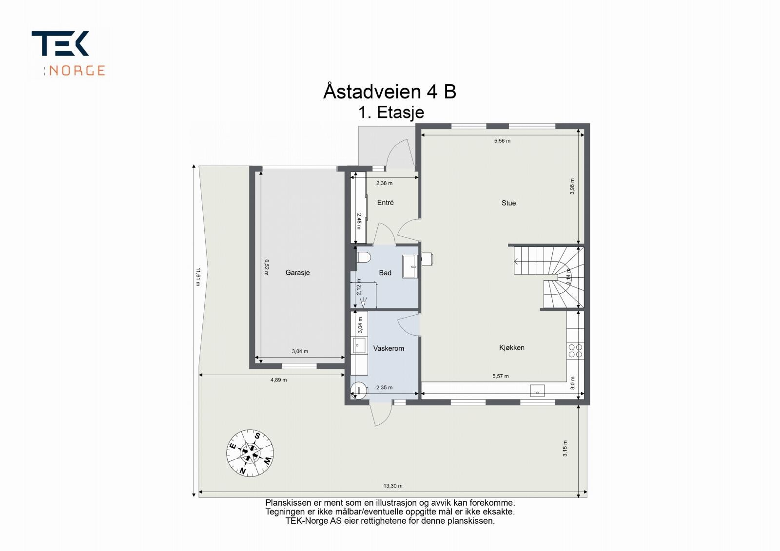 Plantegning Åstadveien 4B, 1. etasje Galleribilde