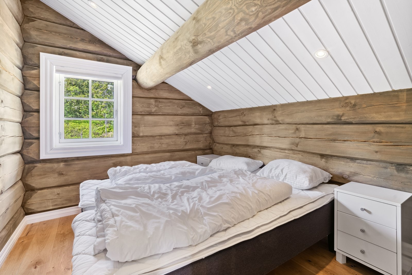 Behagelig lyssetting med mindre vinduer og downlights i himling. Galleribilde