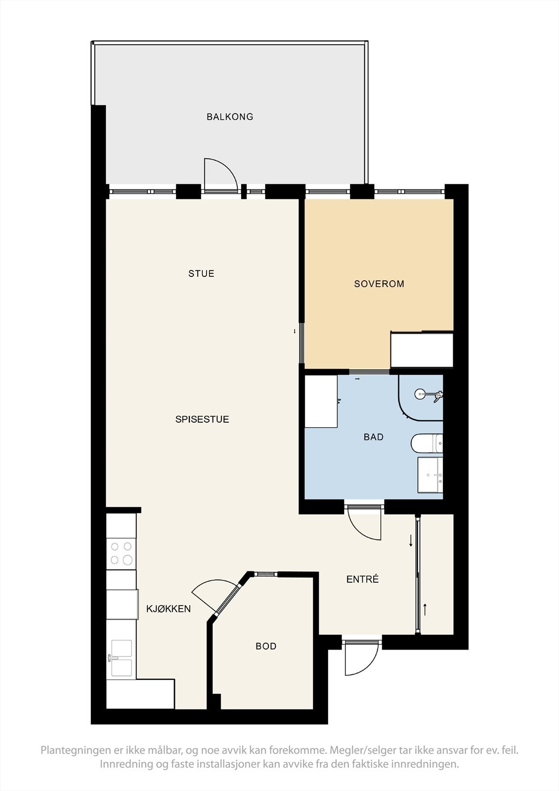Plantegning. Det medfølger en bod i kjeller og garasje i rekke. Galleribilde