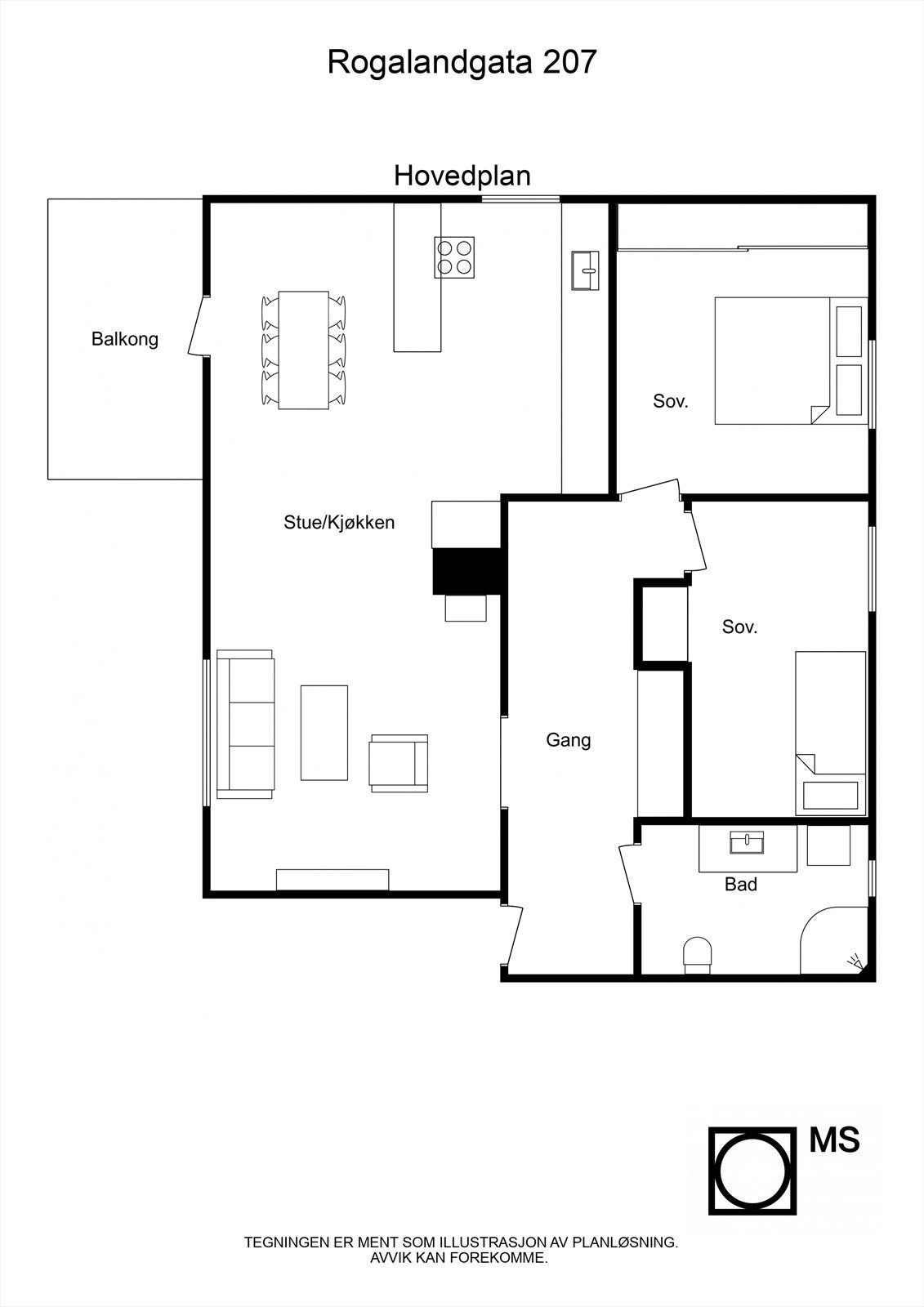 Floorplan letterhead - Rogalandgata 207 - Hovedplan - 2D Floor Plan Galleribilde