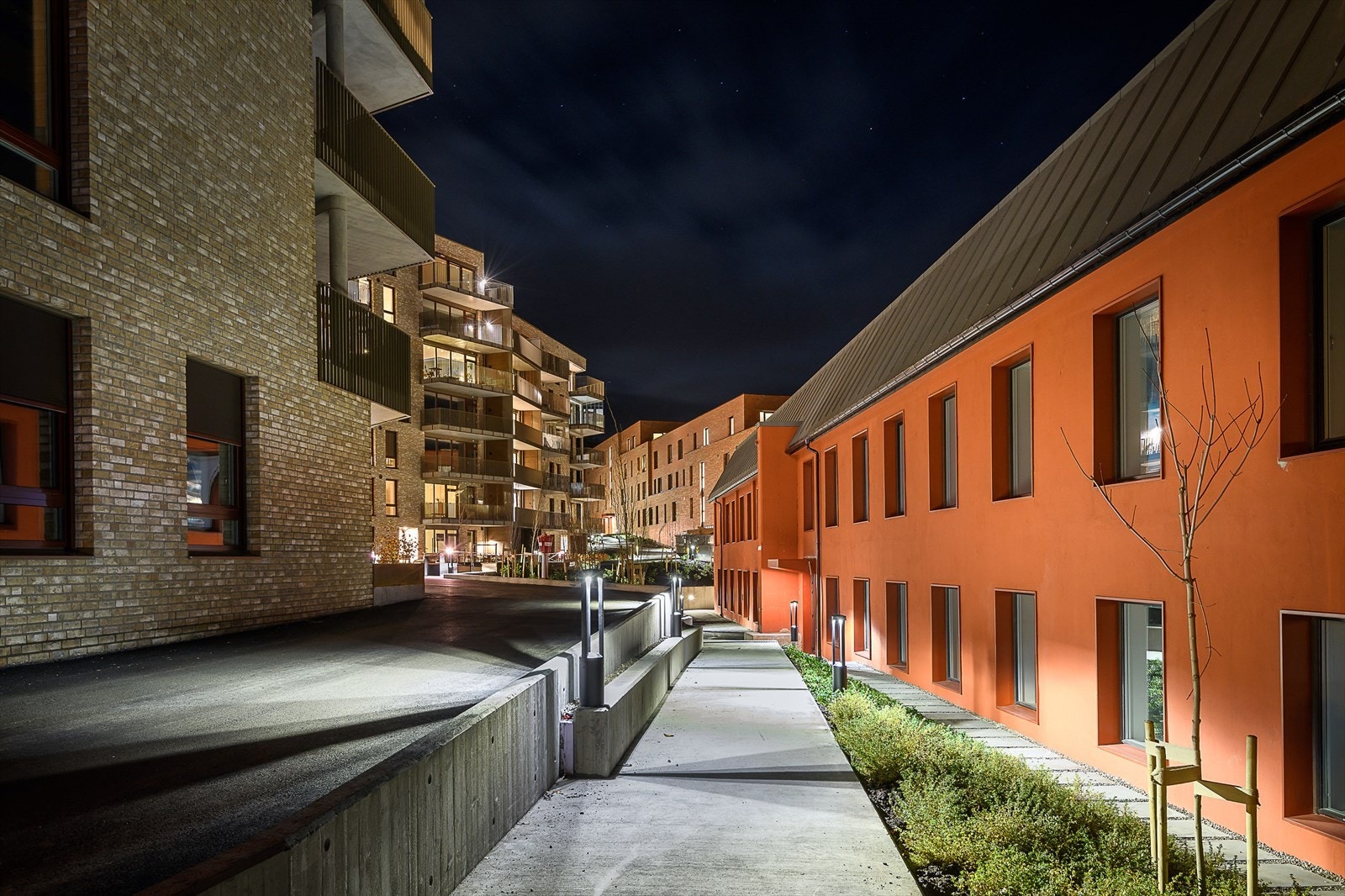 Pent opparbeidet fellesareal i Mesnakvartalet. Galleribilde