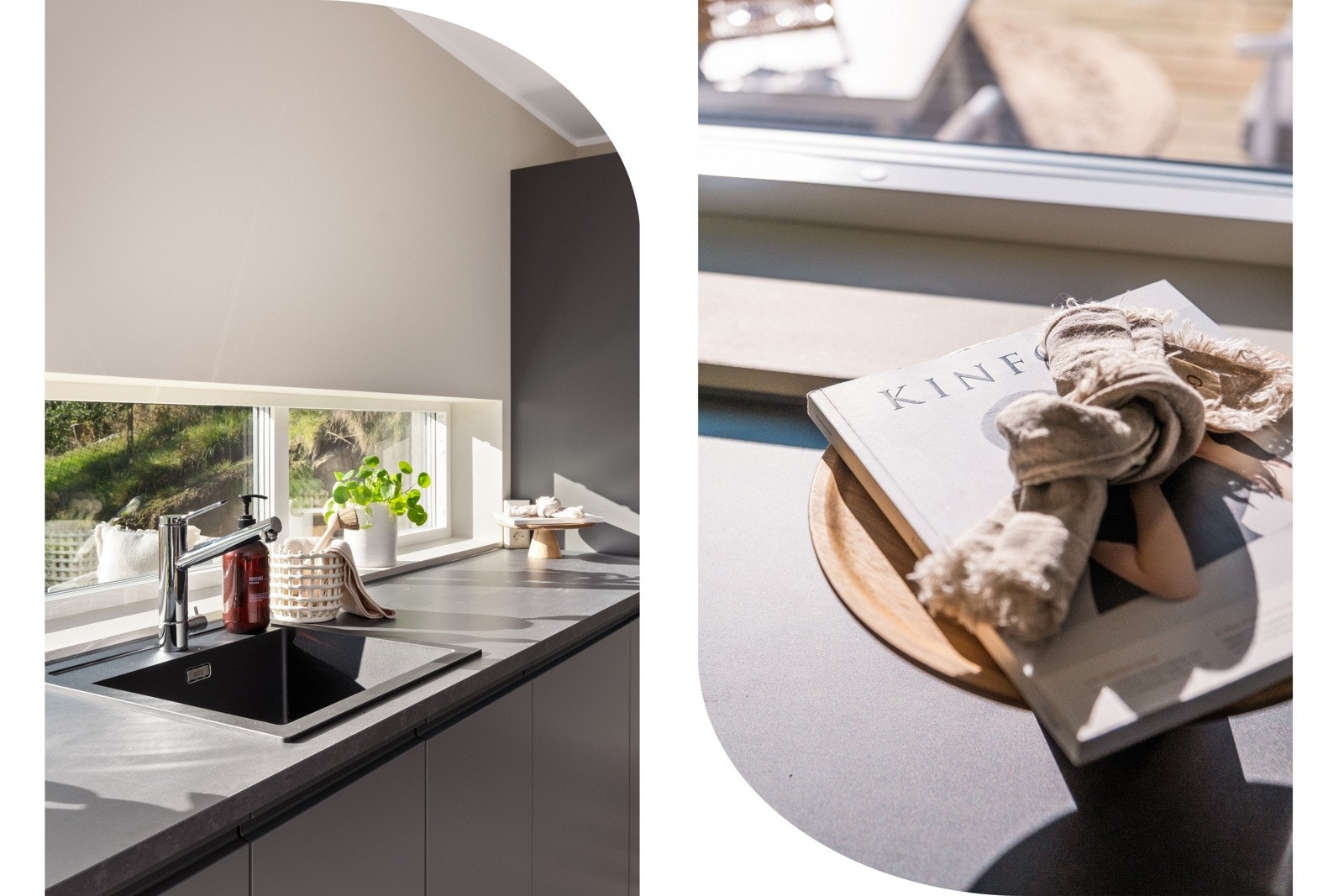 Innredningen består av slette fronter og dører i fargen Peppergrå Galleribilde