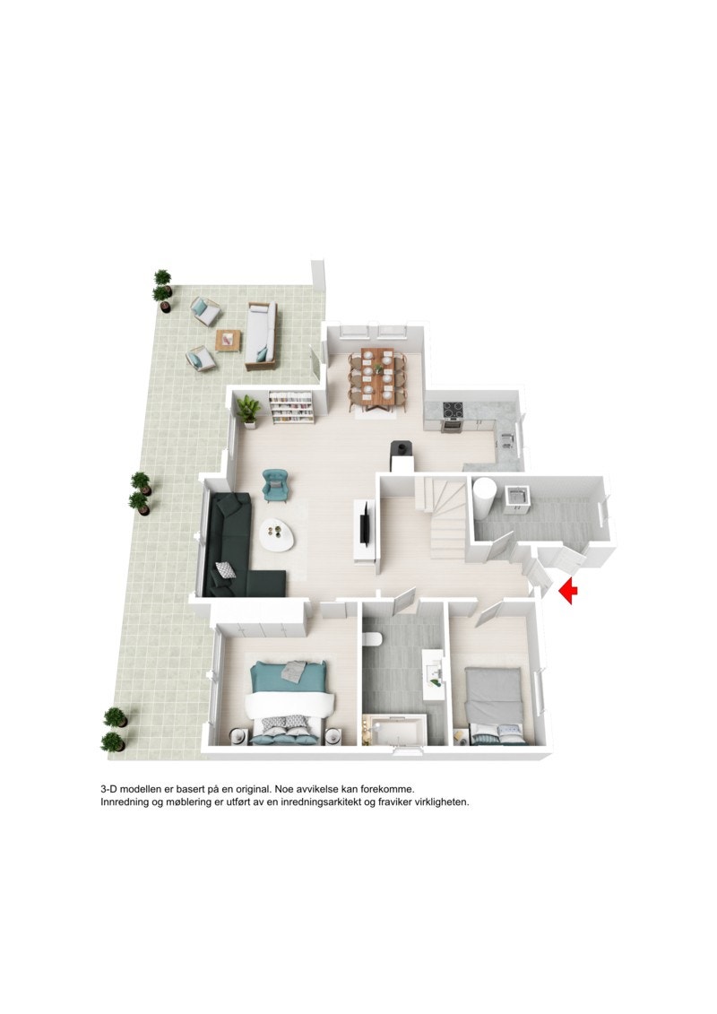 3D - Plantegning 1. etasje Galleribilde