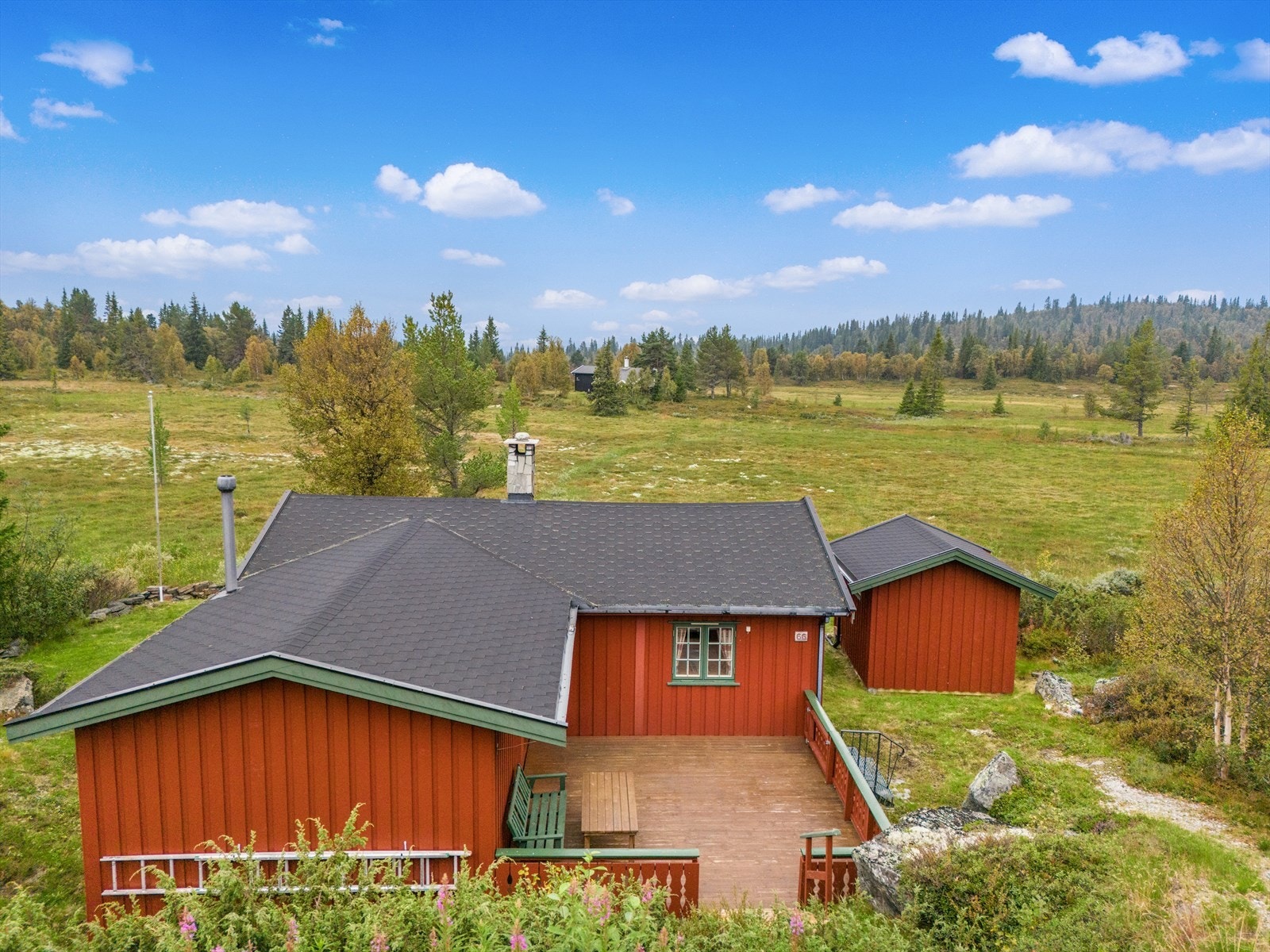 Området rundt hytta er et fint fjellområde med turstier, sykkelstier og fine langrennsløyper. Galleribilde