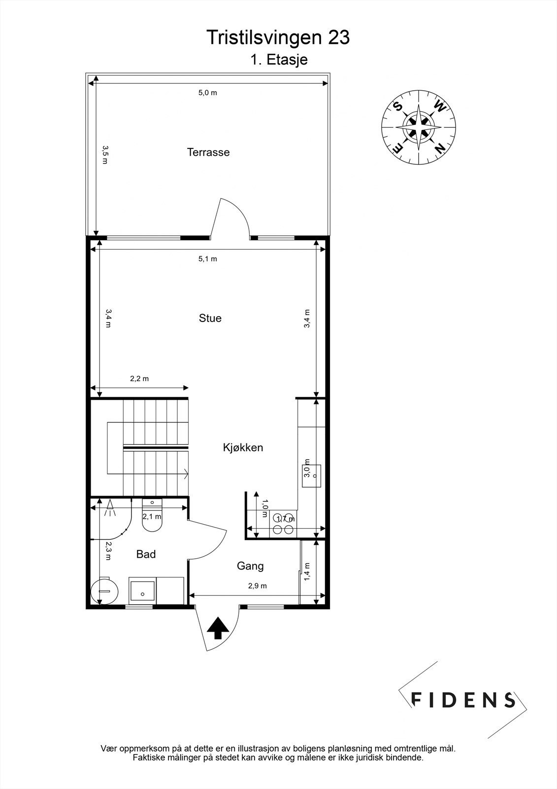 Målsatt plantegning 1.etasje Galleribilde
