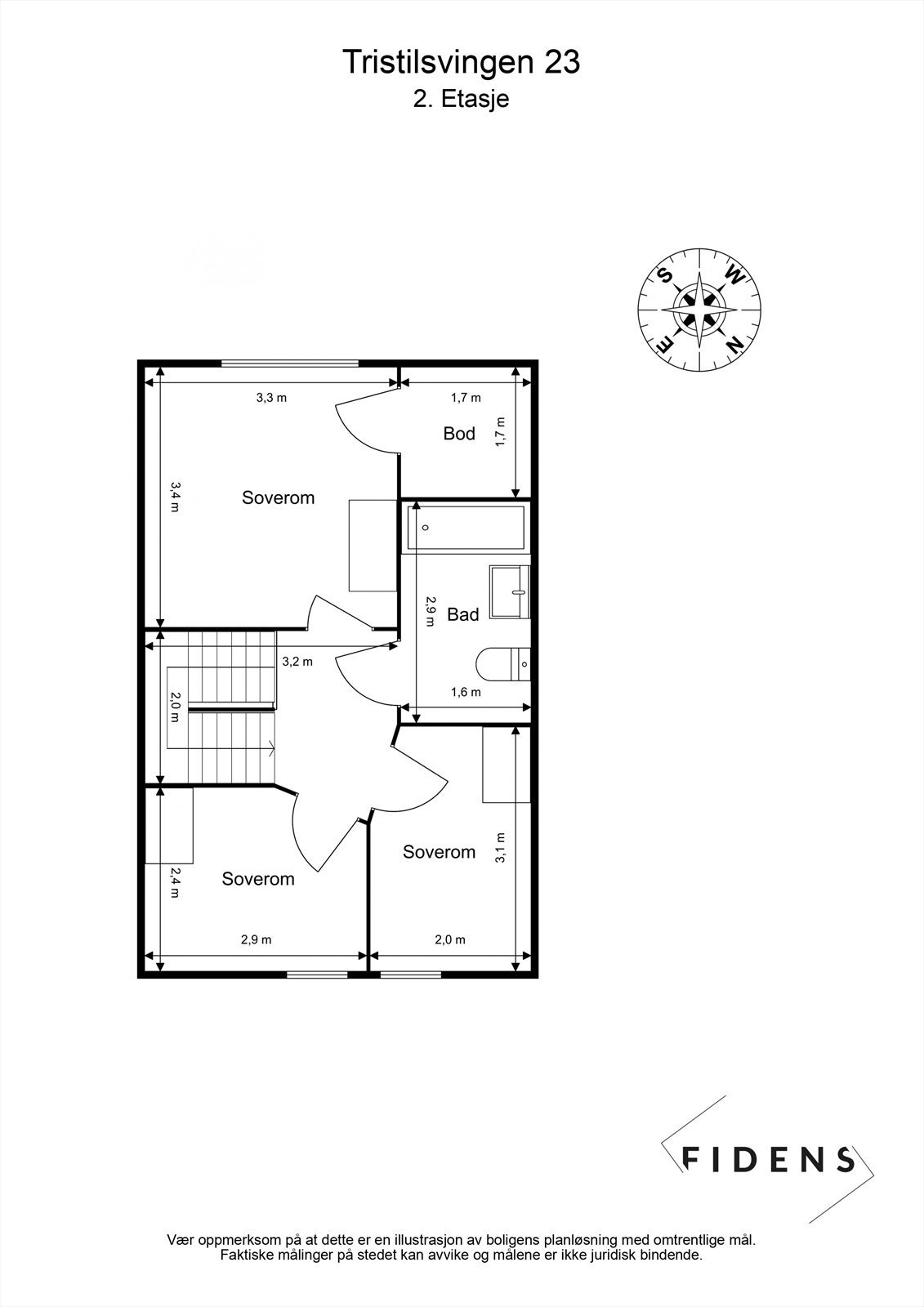 Målsatt plantegning 2.etasje Galleribilde