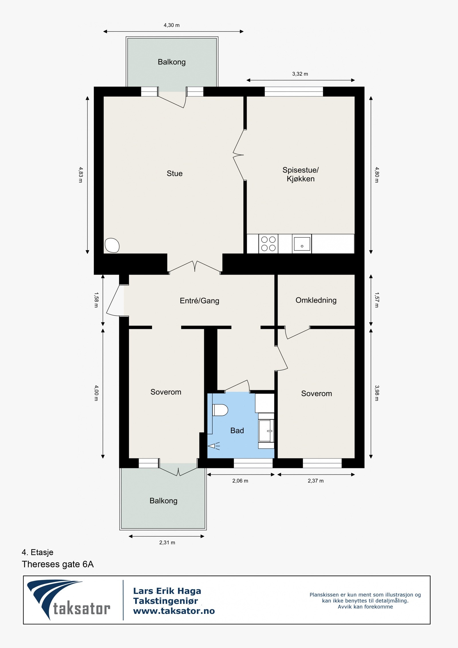 Alternativ plantegning med to soverom Galleribilde
