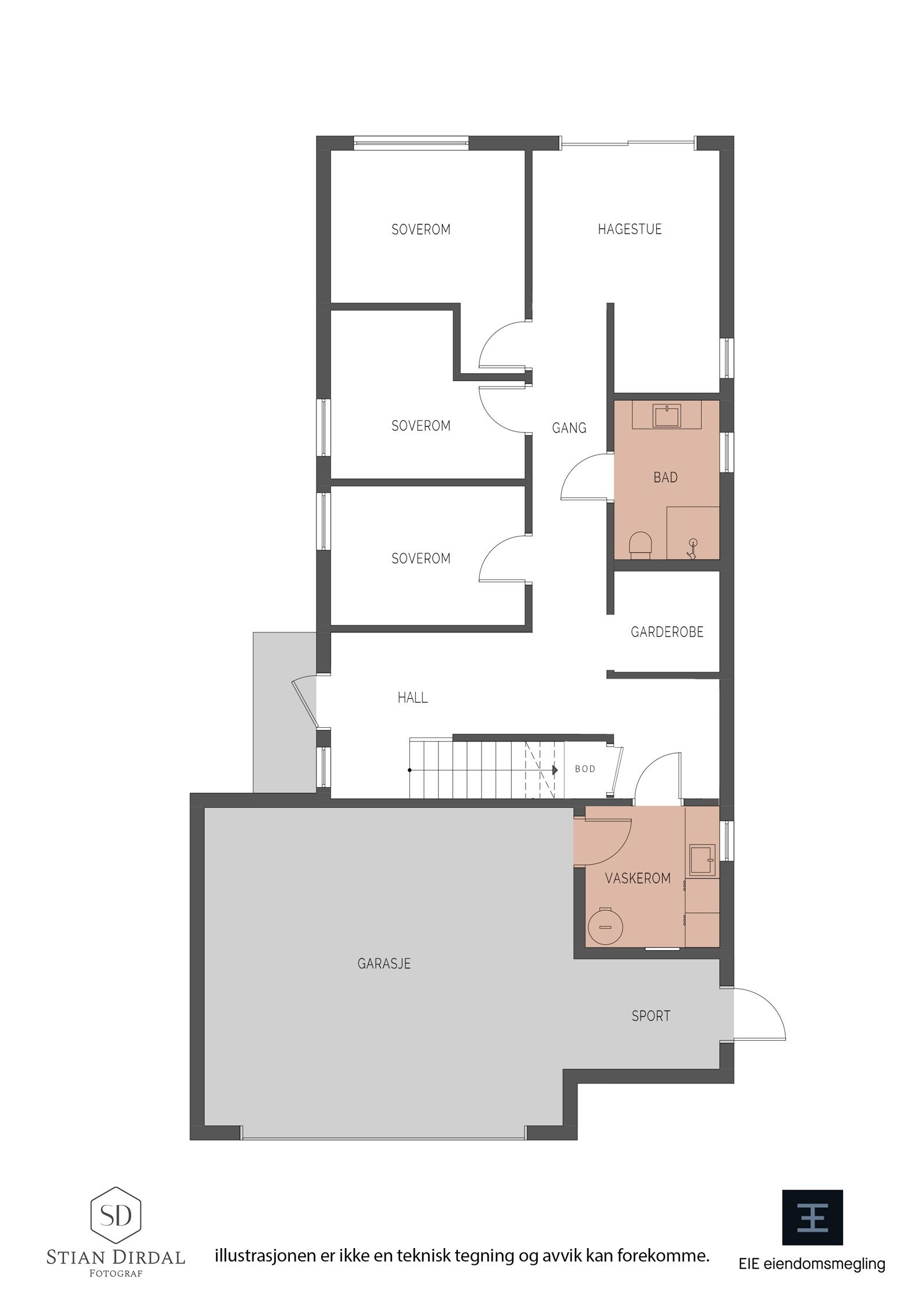 Plantegning 1. etasje Galleribilde