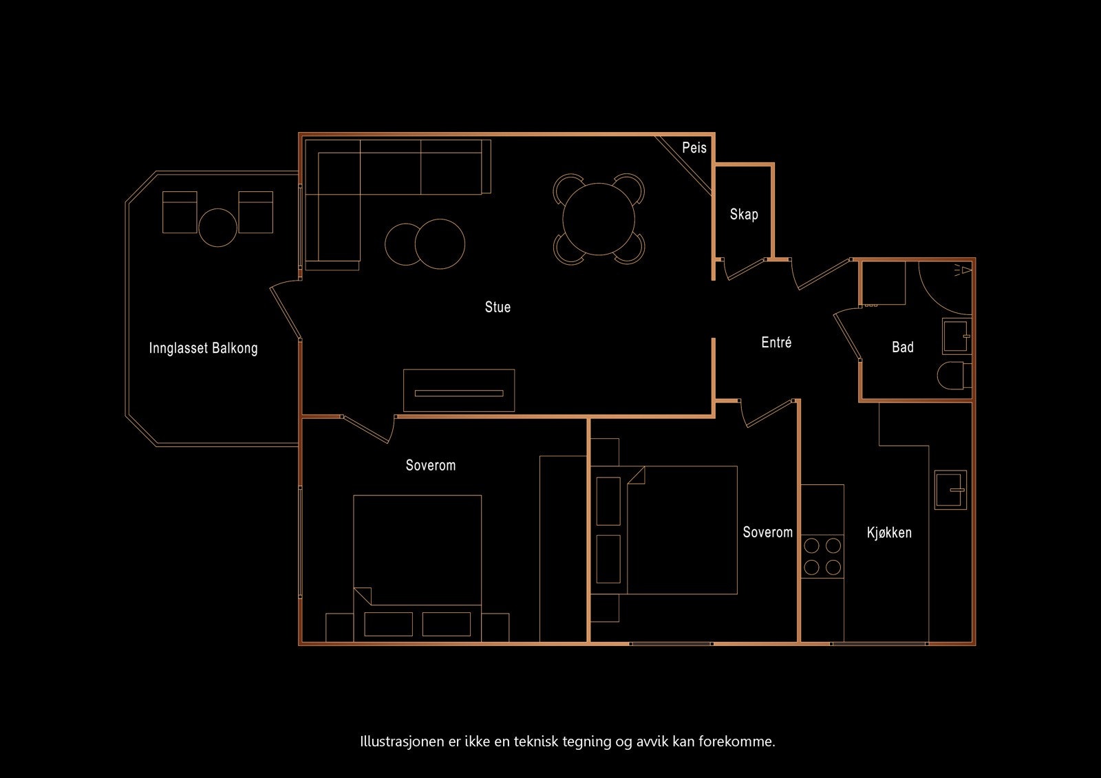 Plantegning 3 etg Prost Hallings vei 6 Galleribilde