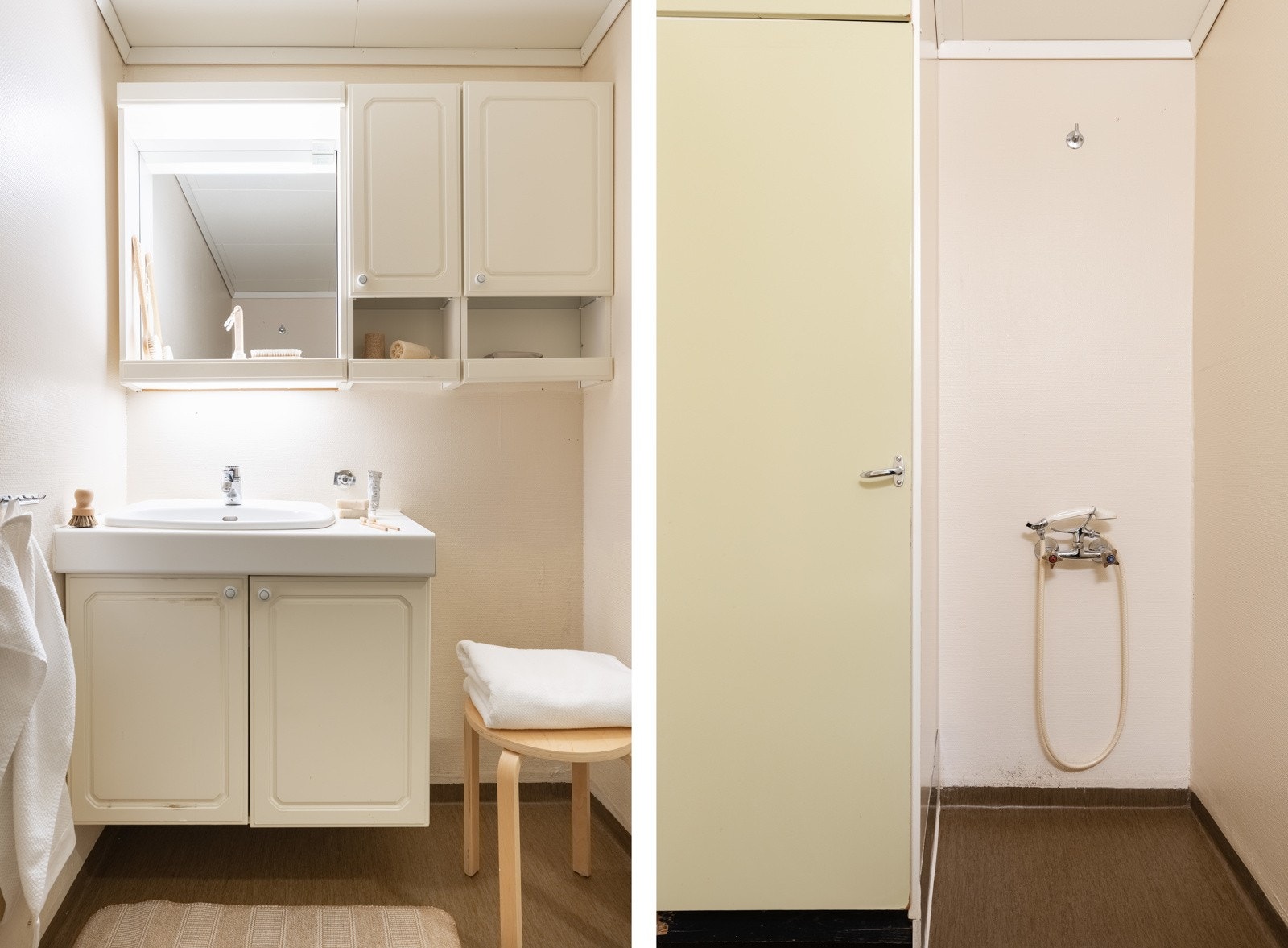 Når det er ferdig oppusset er det plass til dusj, baderomsinnredning, vask og vaskemaskin. Galleribilde