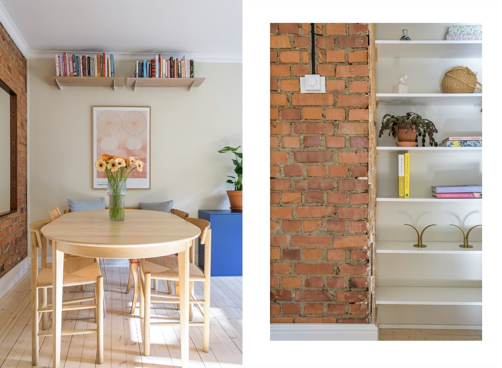 Tidligere døråpning er gjort om til en praktisk og sjarmerende bokhylle. Perfekt for bøker, planter eller pynt Galleribilde