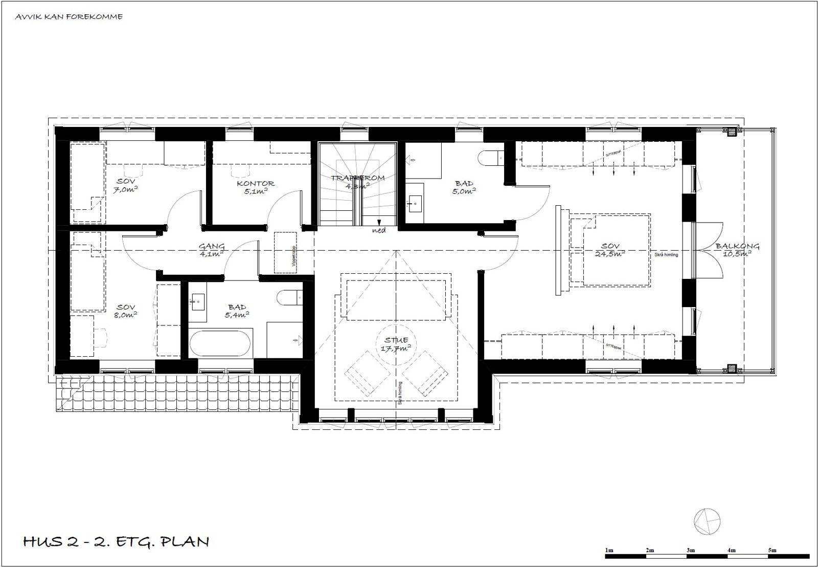 Plantegning 2. etasje - Hovedsoverommet kan deles opp. Galleribilde