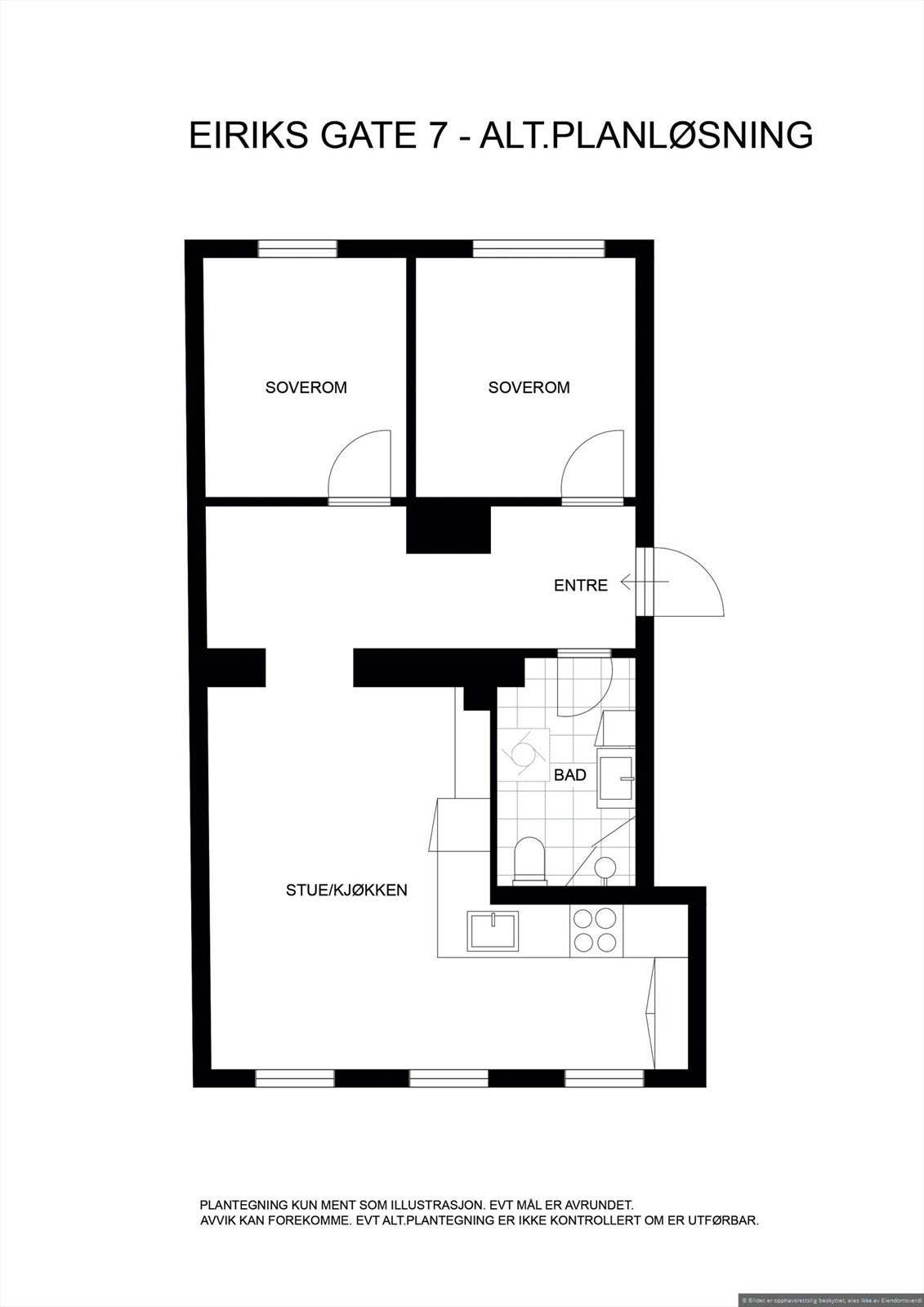 Alt. planløsning - 3-roms leilighet. Galleribilde
