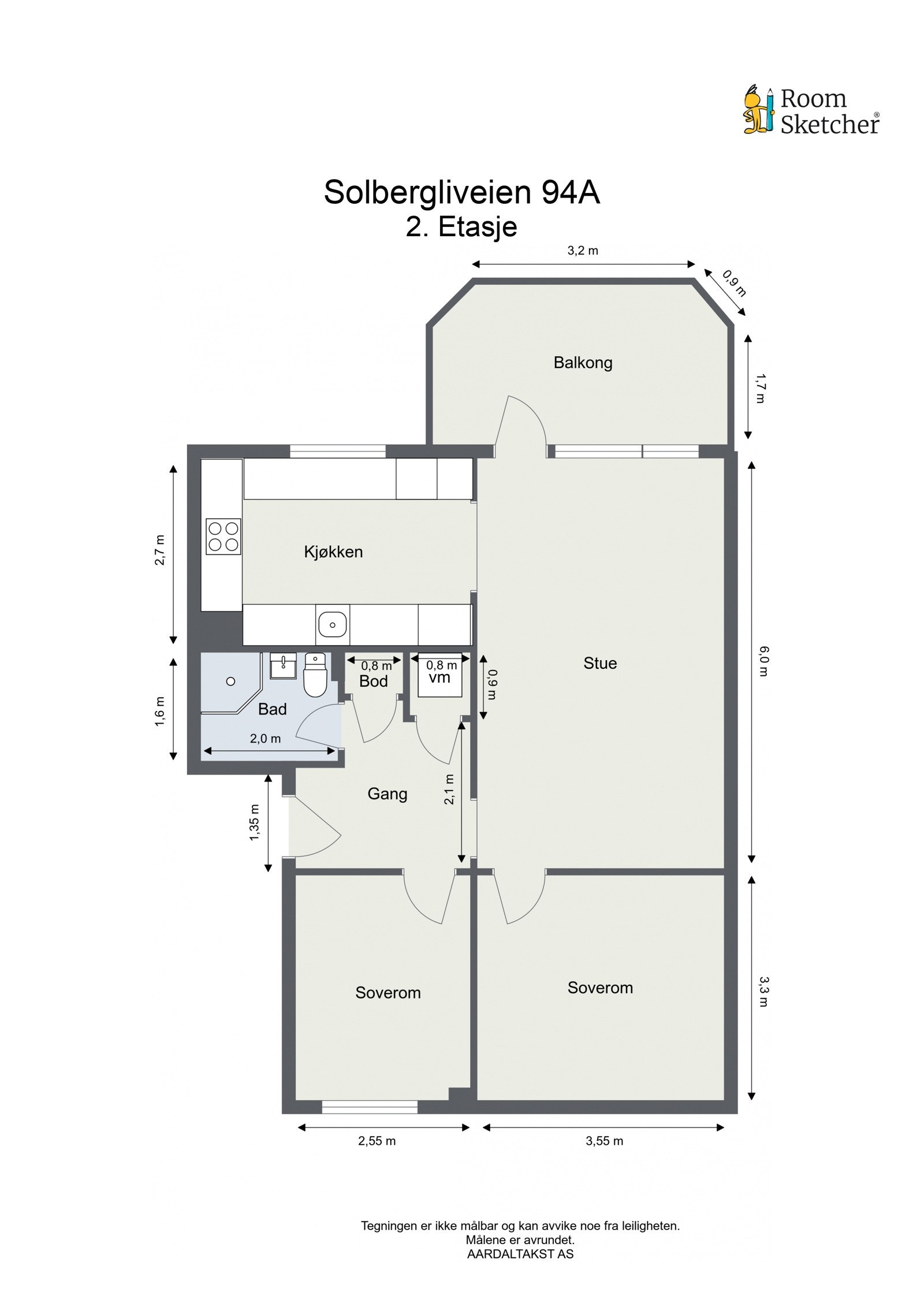 Plantegning - Leiligheten disponerer en kjeller- og en loftsbod som utgjør tilsammen ca. 7 m². Galleribilde