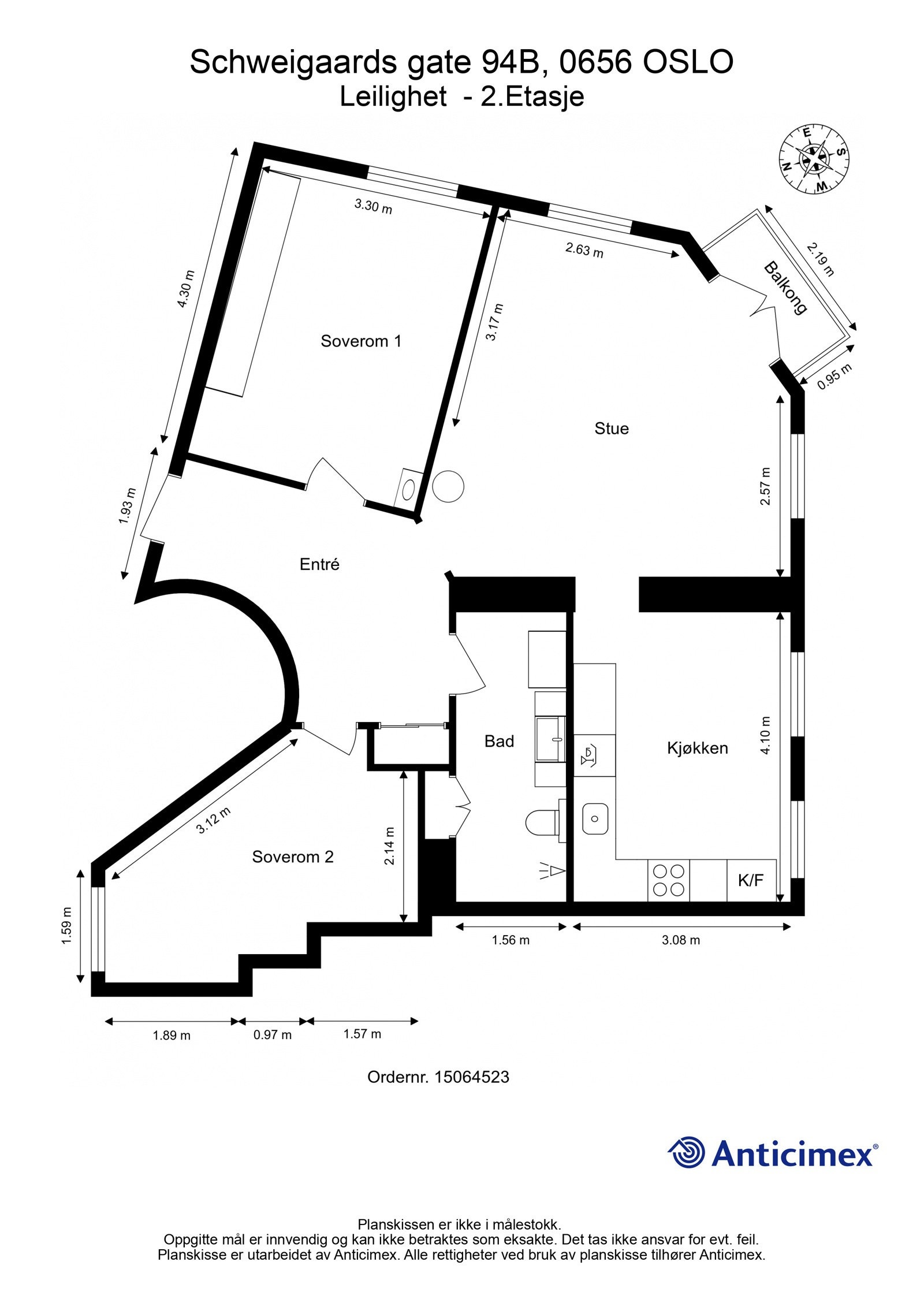 Plantegning. I tillegg medfølger to eksterne boder. Galleribilde