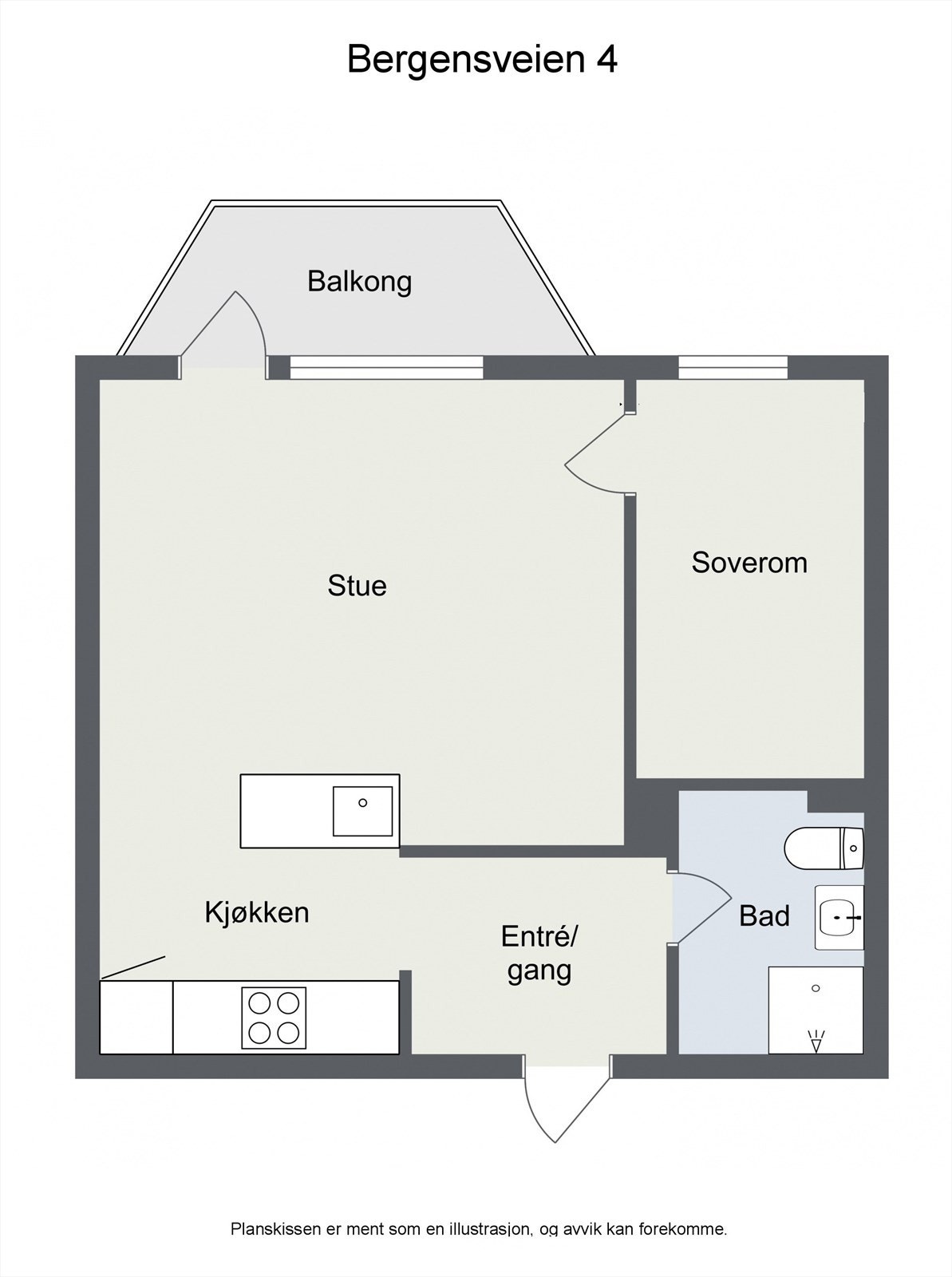 En annen leilighet som er speilvendt i blokken er gjort om slik at den blir en 2-roms. Ta kontakt med megler for mer informasjon. Galleribilde