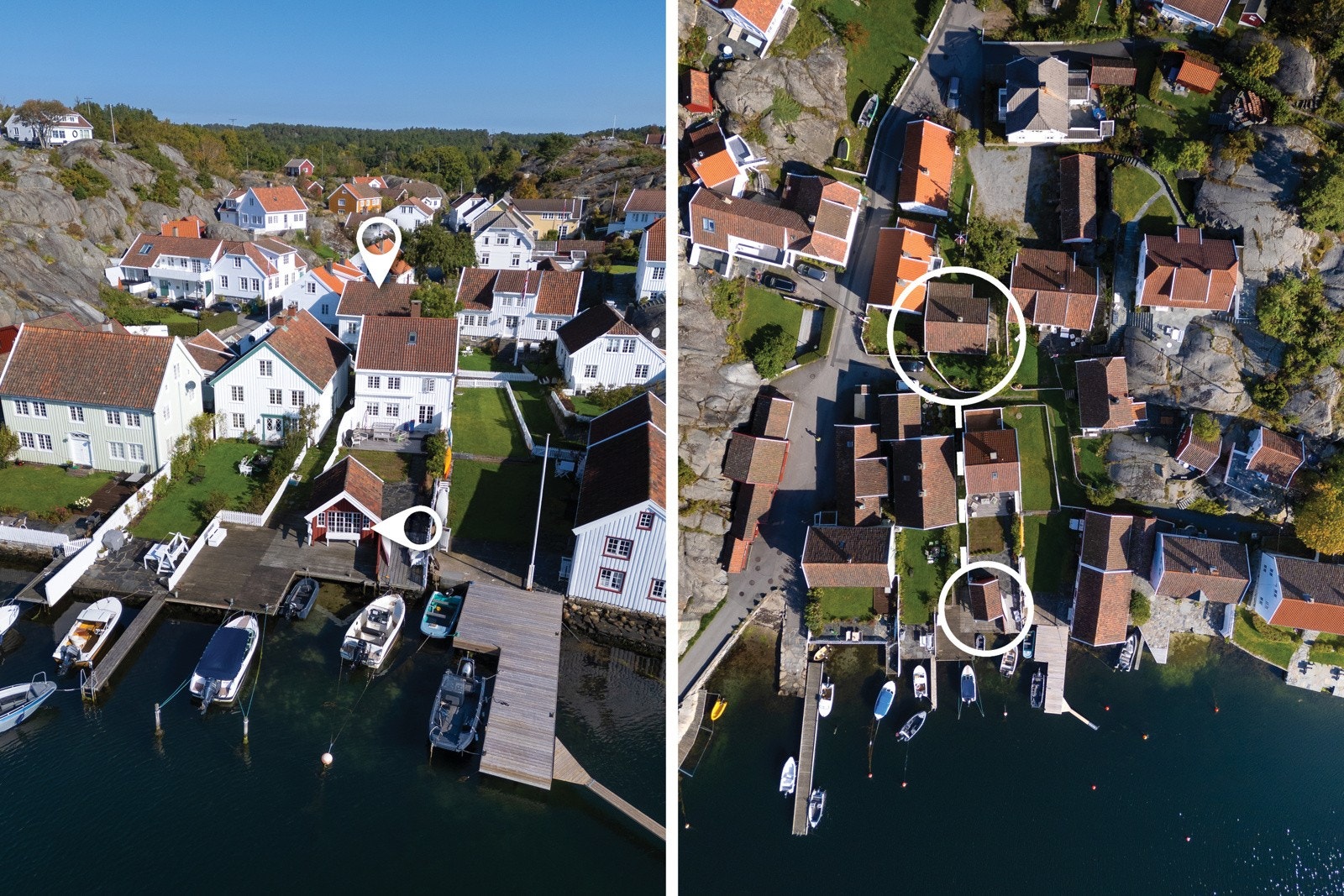 Skipperhus med privat gangvei til egen brygge og sjøbod Galleribilde