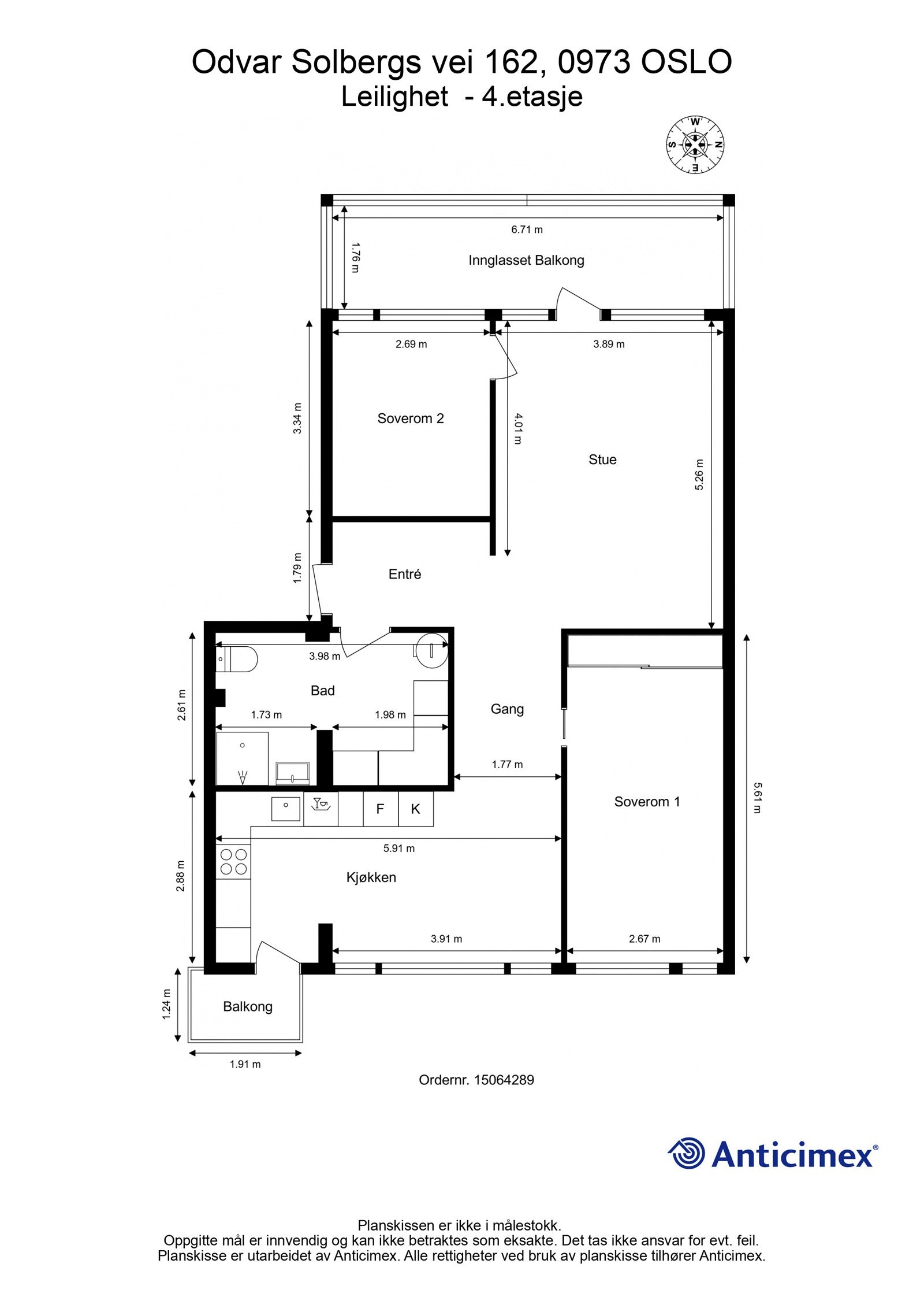 Plantegning Odvar Solbergsvei 162 -Leilighet - 4.etasje Galleribilde
