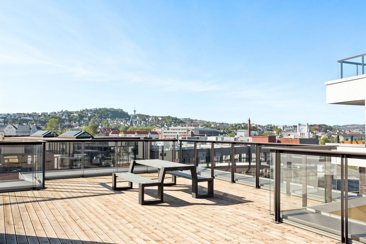 Felles takterrasse med benker Galleribilde