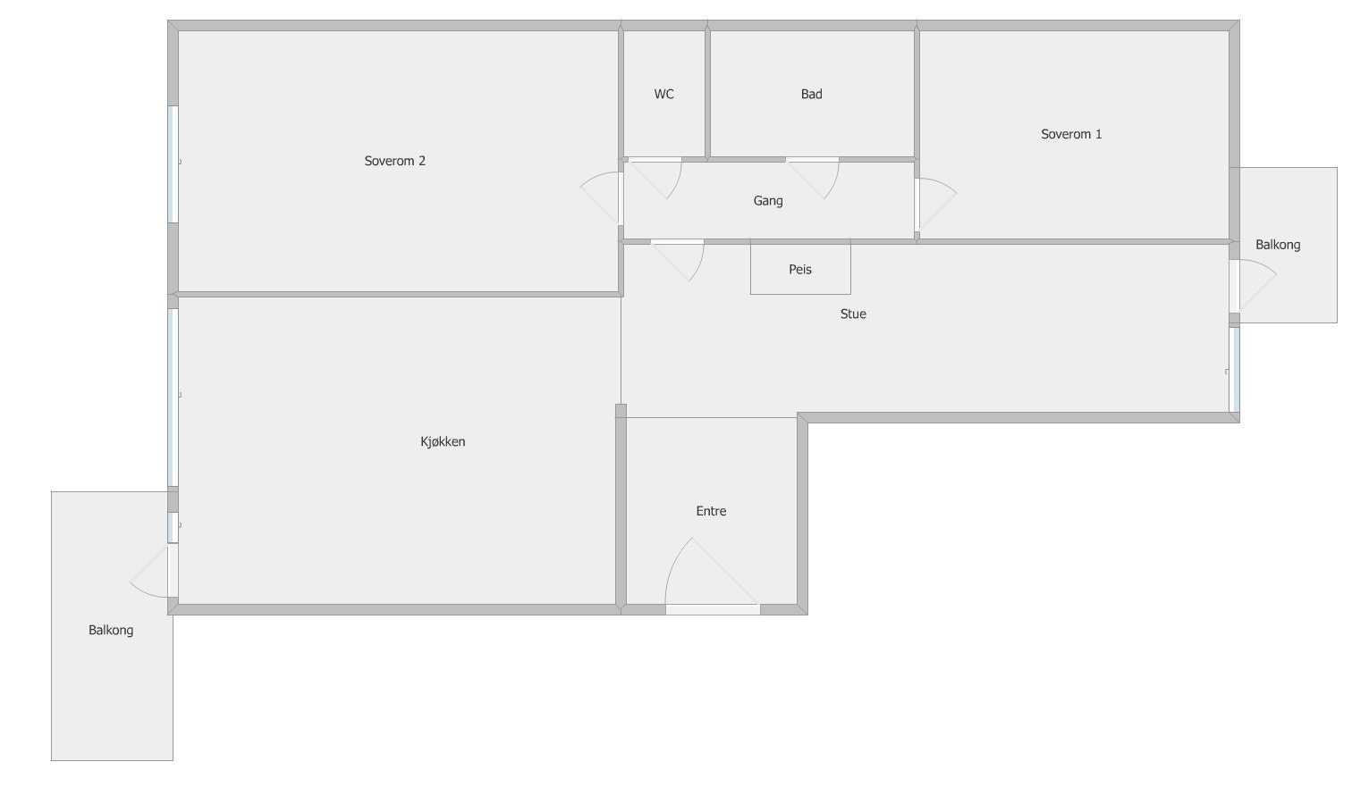 Leiligheten ligger i byggets 4. etasje, og har en gjennomgående planløsning med store rom og balkonger på begge sider. Galleribilde
